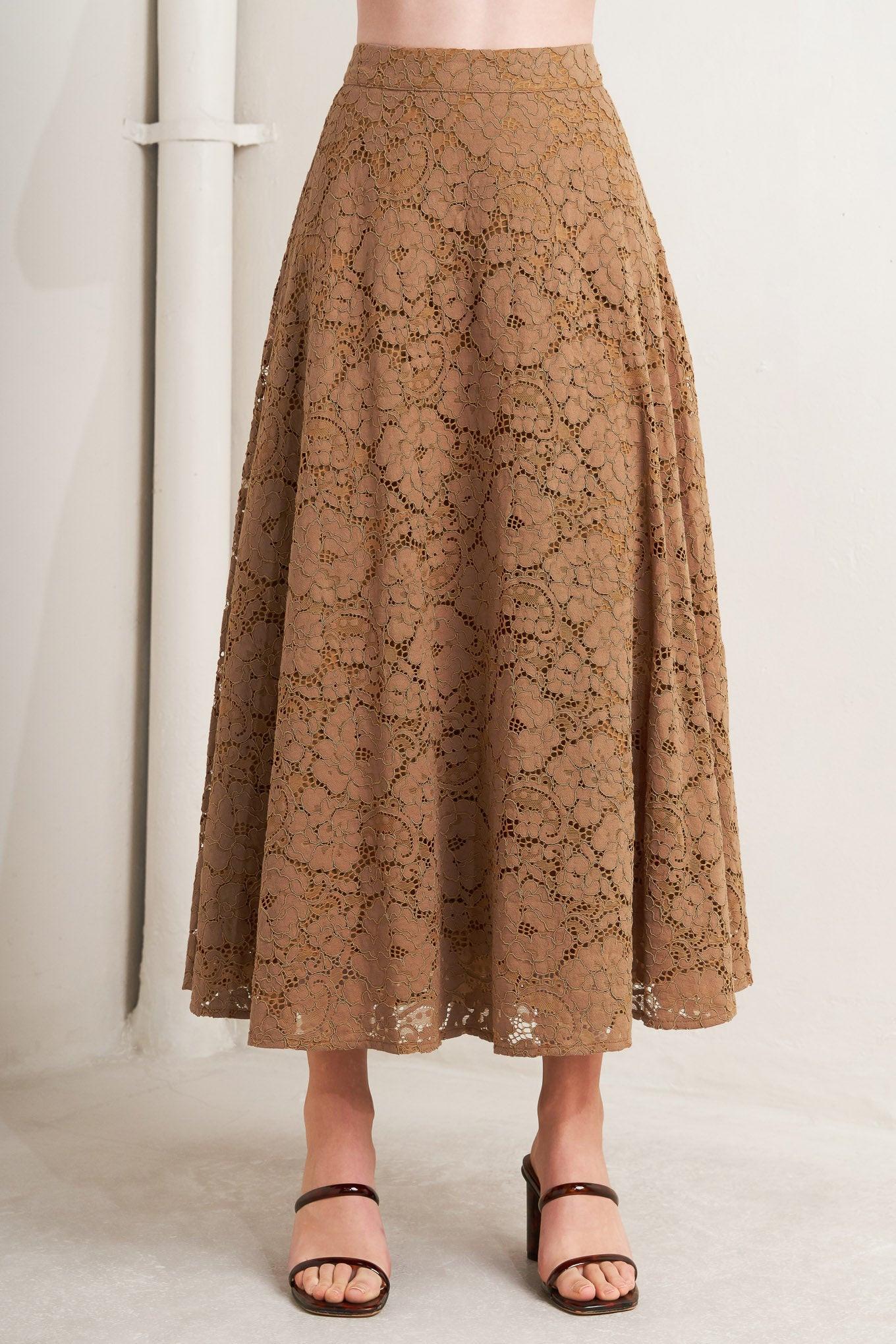 Purely Romantic Woven Lace Midi Skirt