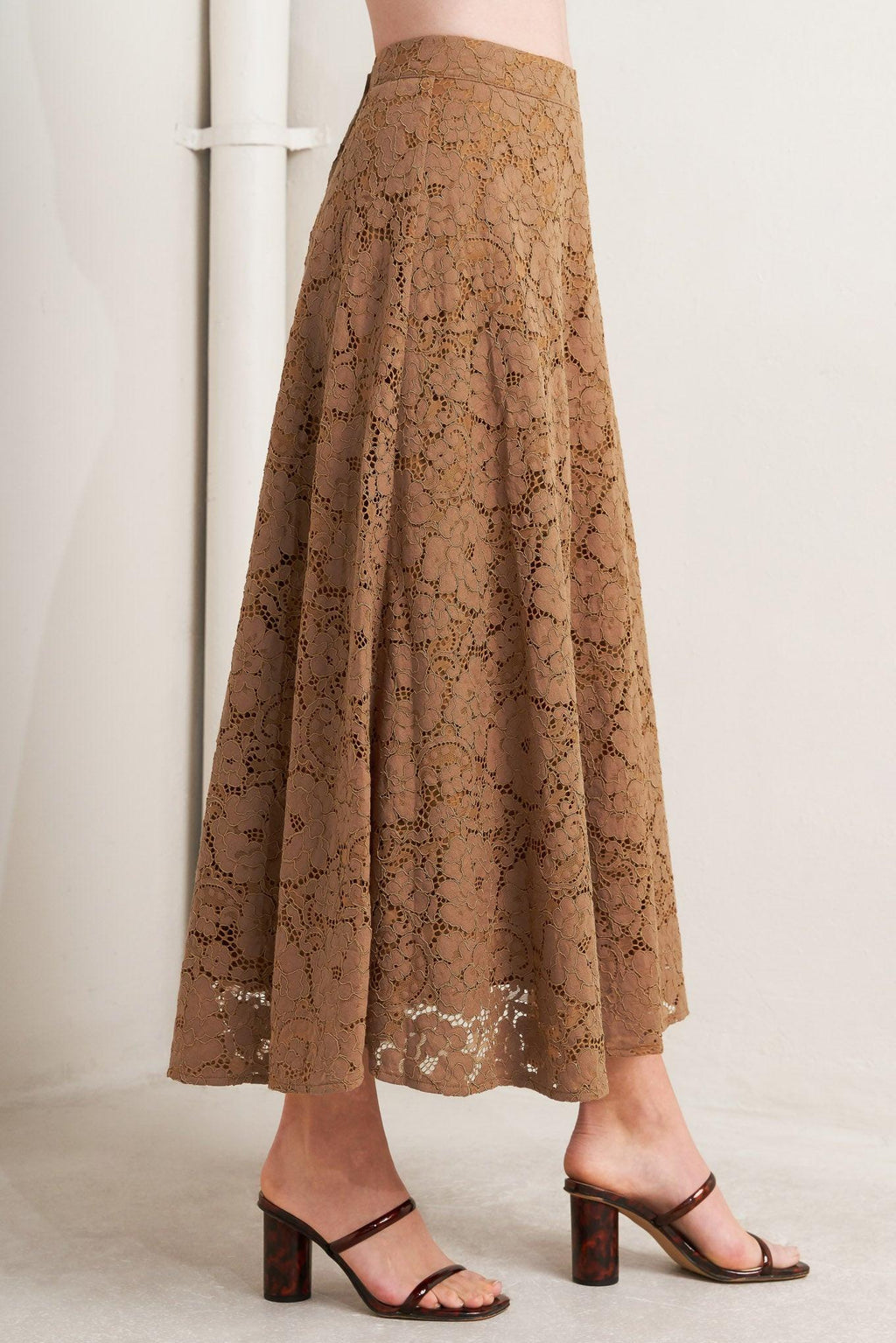Purely Romantic Woven Lace Midi Skirt