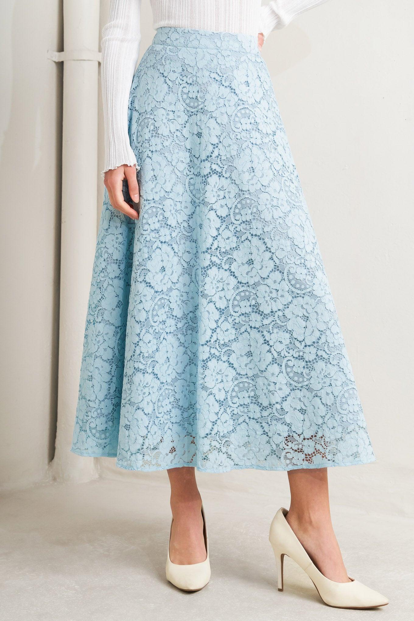 Purely Romantic Woven Lace Midi Skirt
