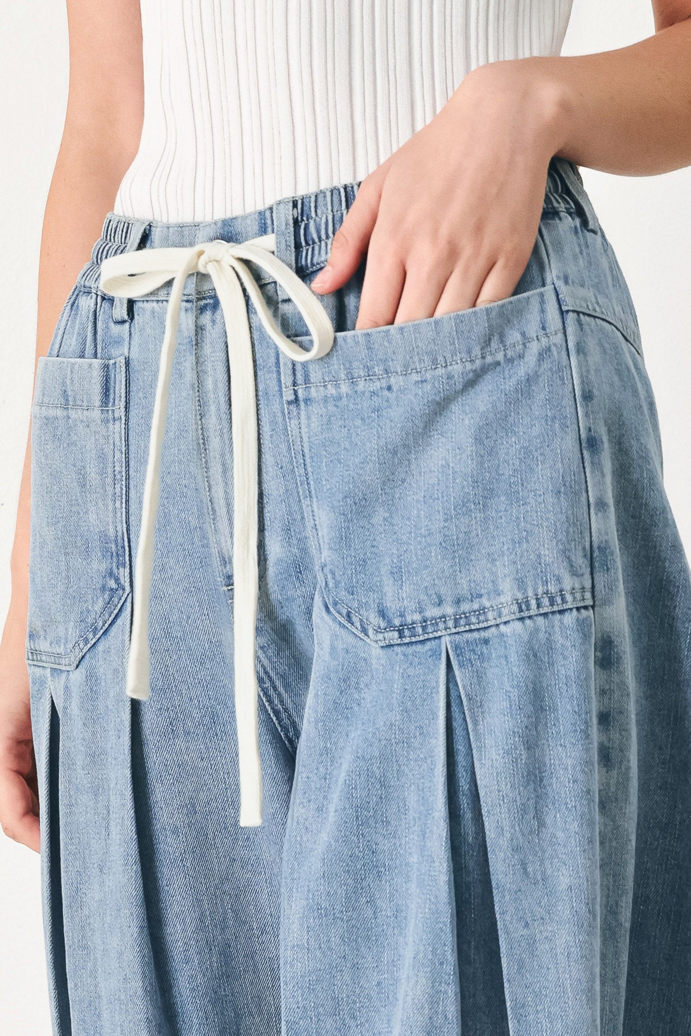 Flying Tomato - Cloud Wash Palazzo Denim Pants