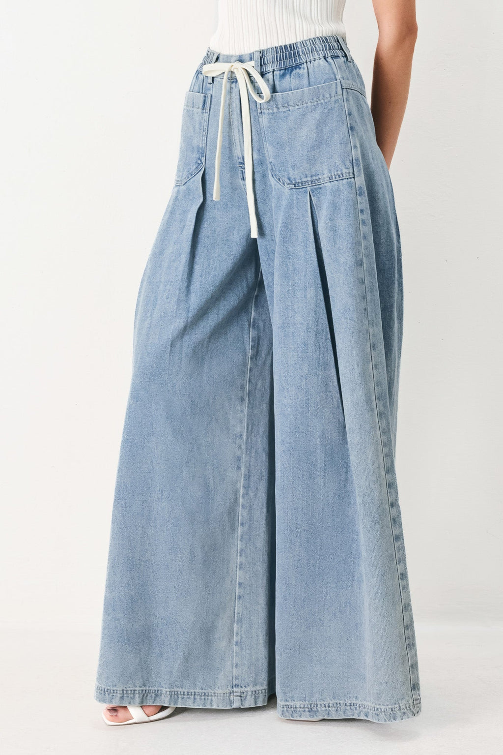 Flying Tomato - Cloud Wash Palazzo Denim Pants