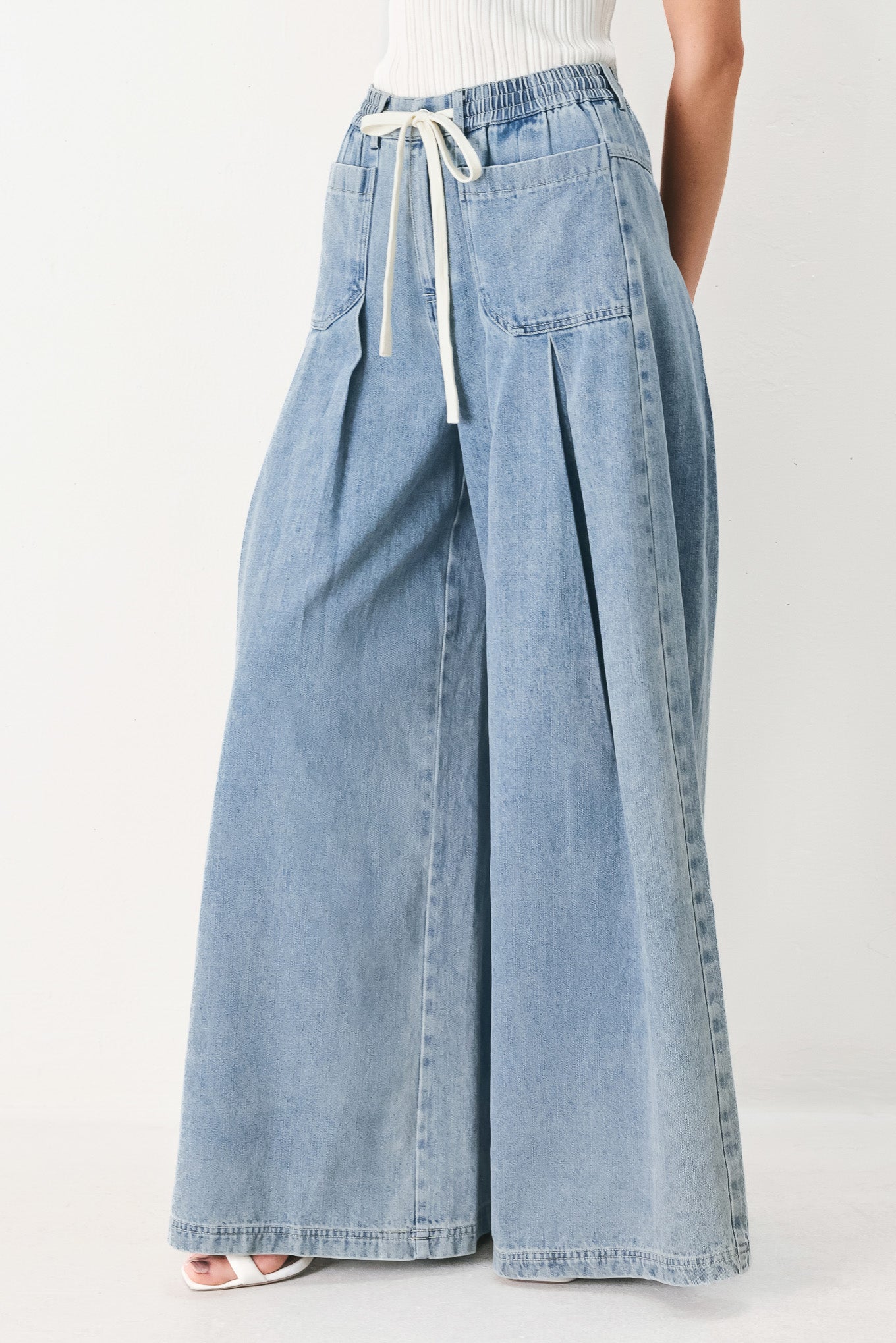 Flying Tomato - Cloud Wash Palazzo Denim Pants
