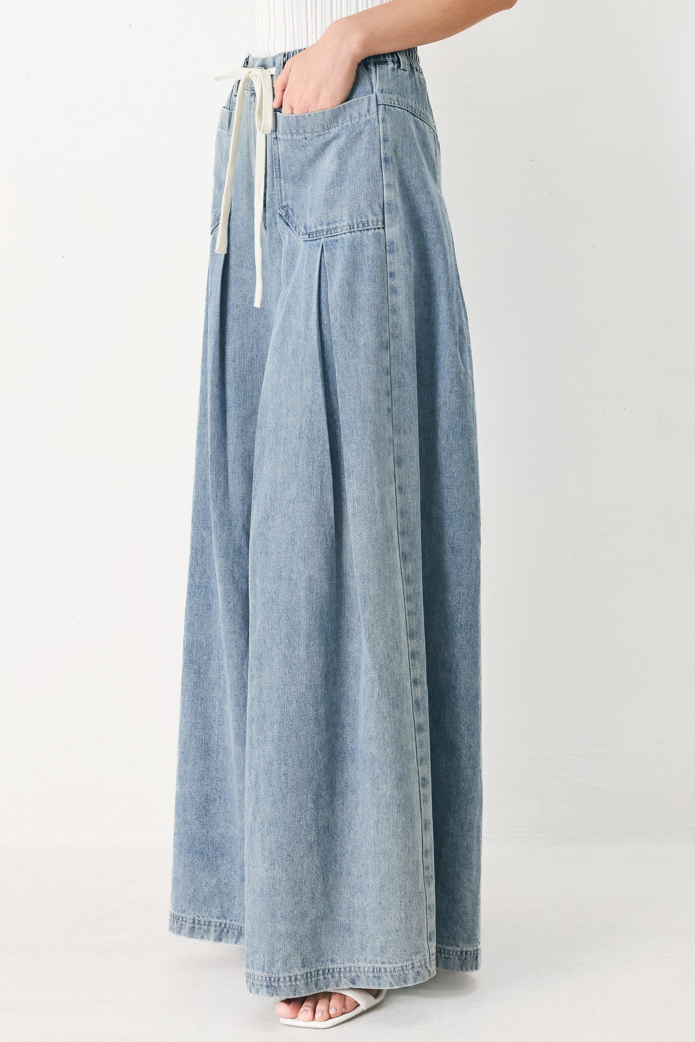 Flying Tomato - Cloud Wash Palazzo Denim Pants