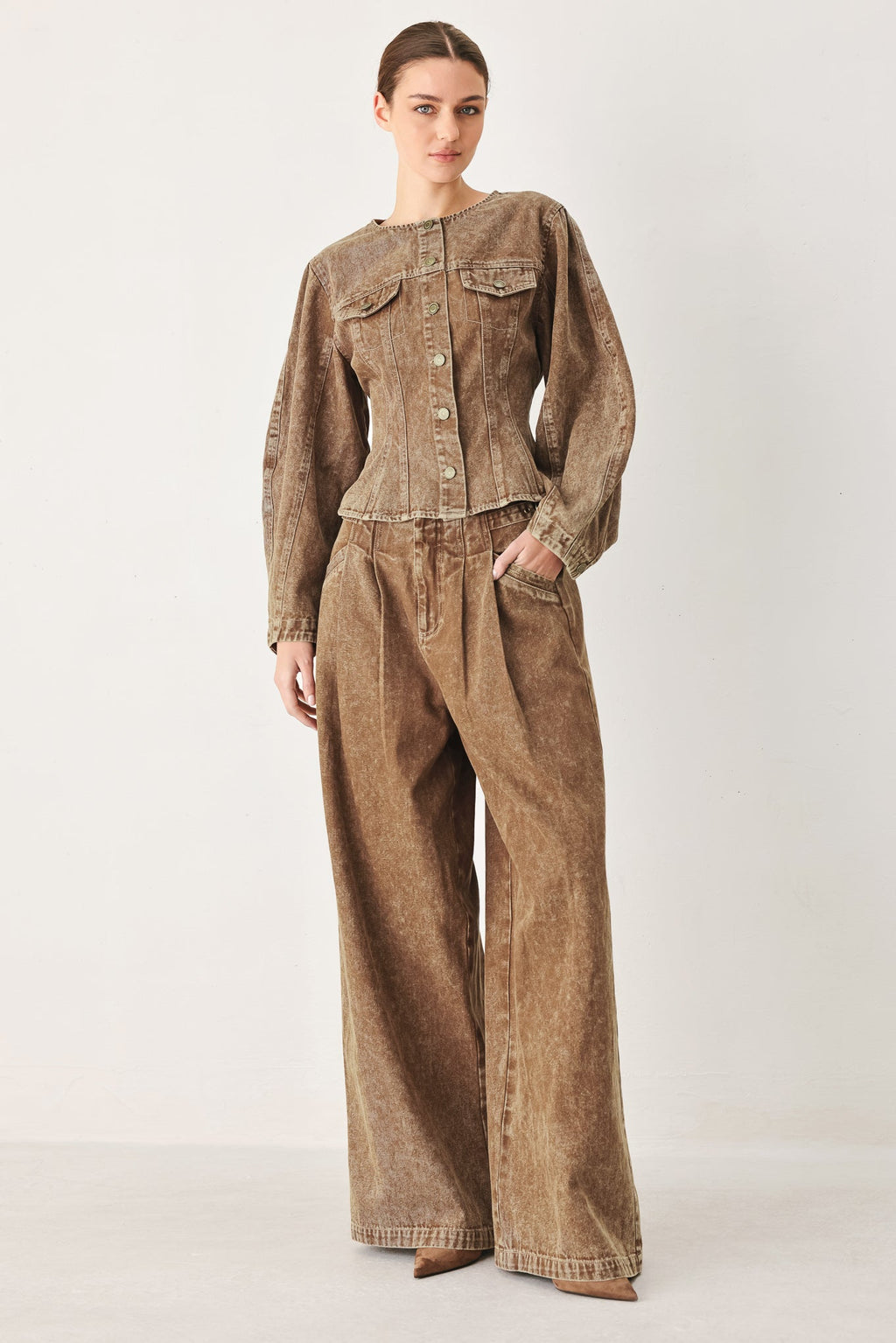 Flying Tomato Vintage Brown Denim Pants