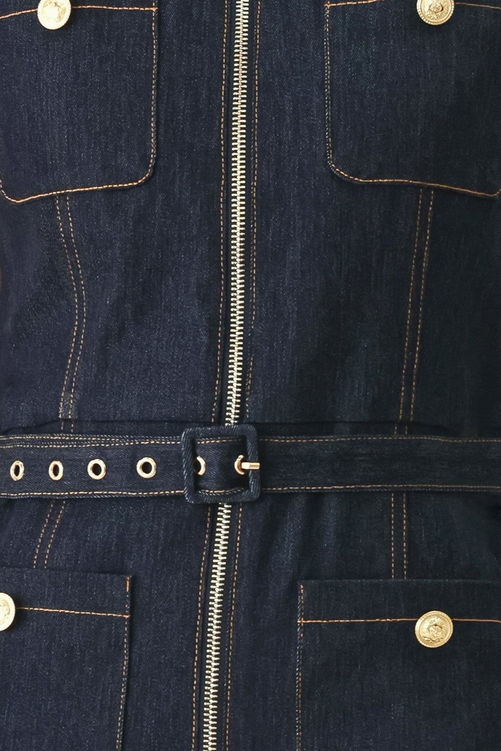 Flying Tomato Sleeveless Workwear Denim Jumpsuit
