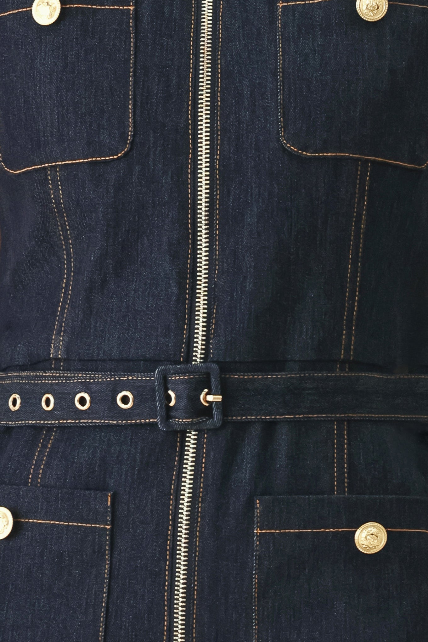 Flying Tomato Sleeveless Workwear Denim Jumpsuit