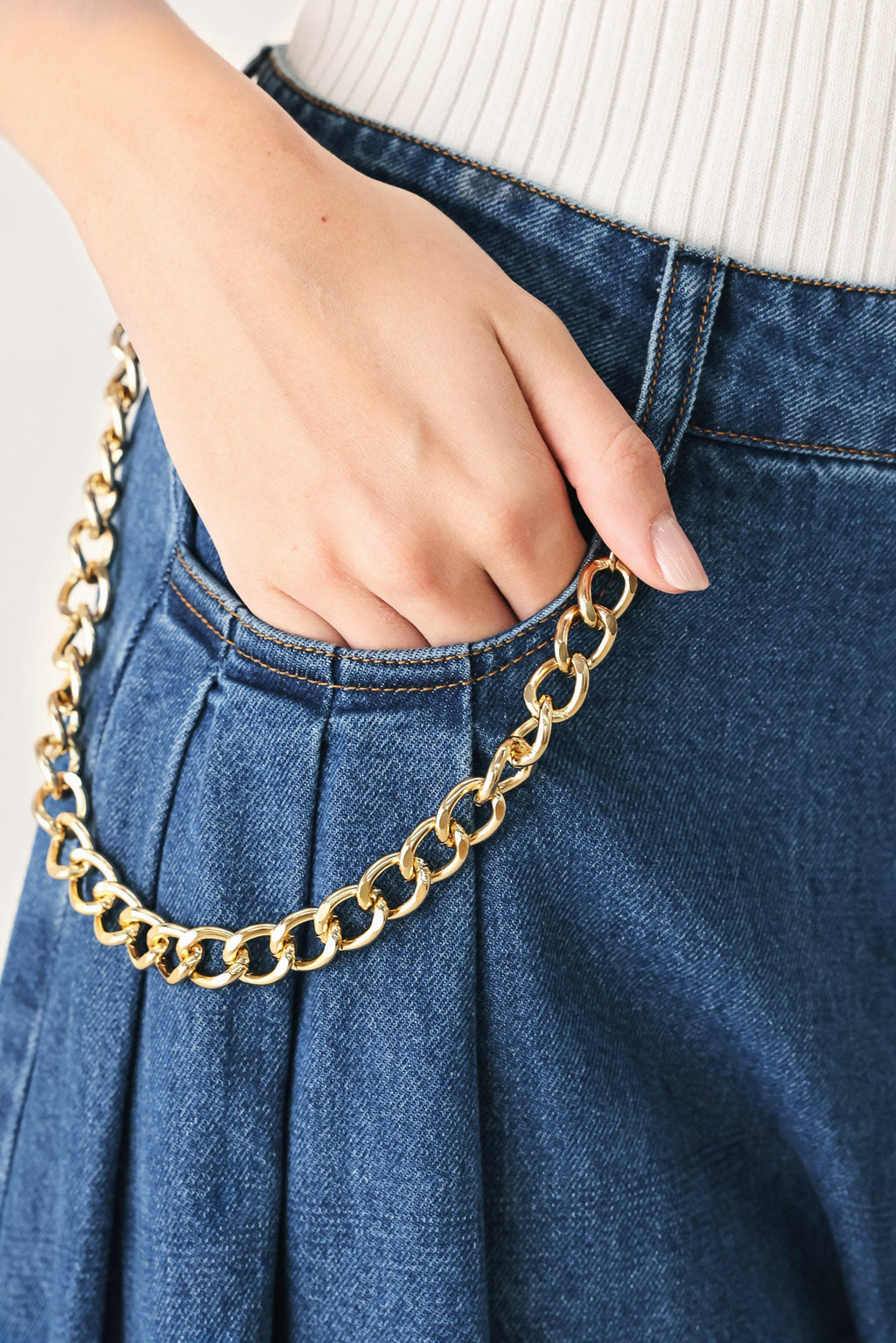 Flying Tomato Statement Blue Wide Leg Denim Pants