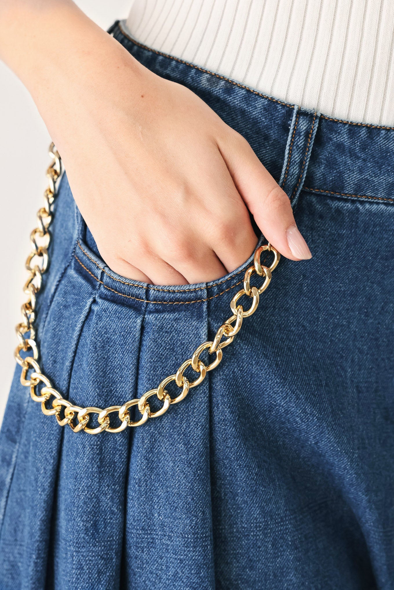 Flying Tomato Statement Blue Wide Leg Denim Pants