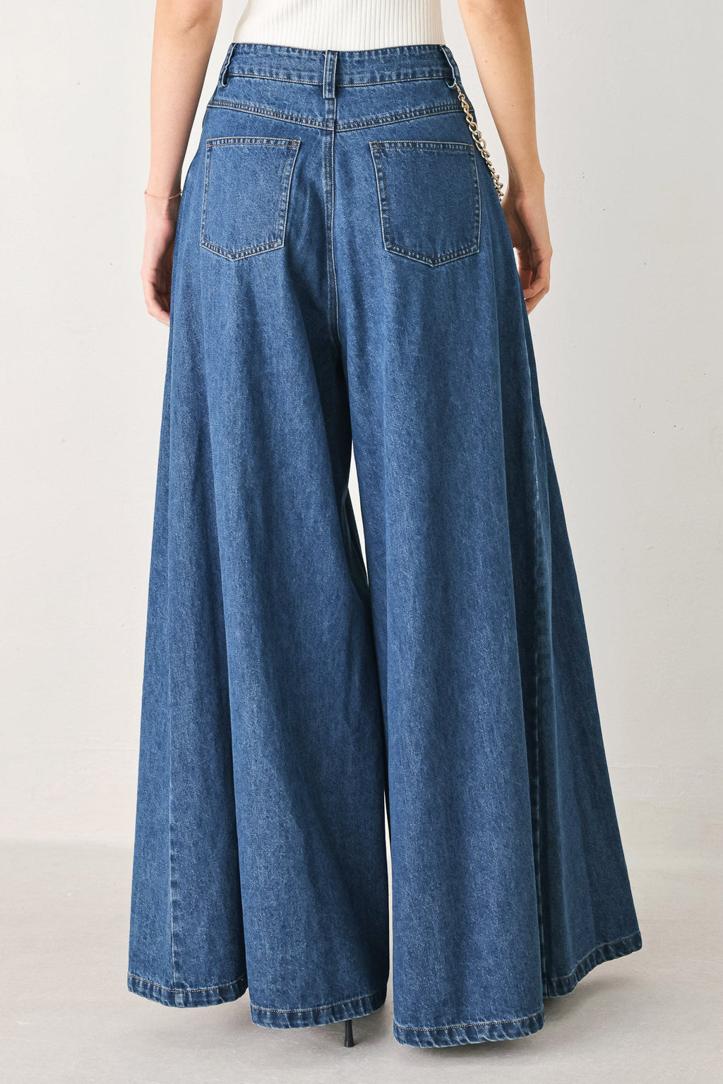 Flying Tomato Statement Blue Wide Leg Denim Pants
