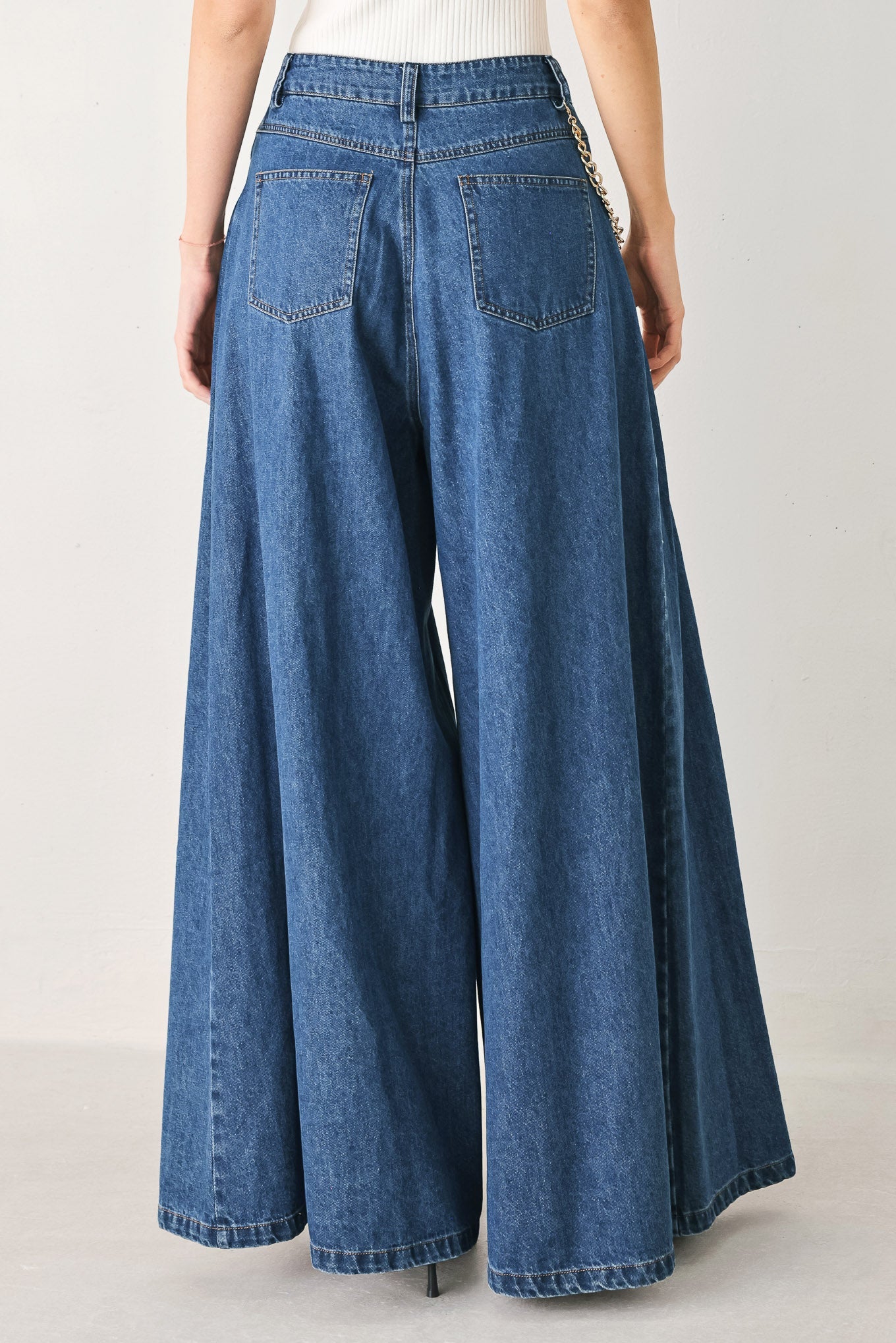 Flying Tomato Statement Blue Wide Leg Denim Pants