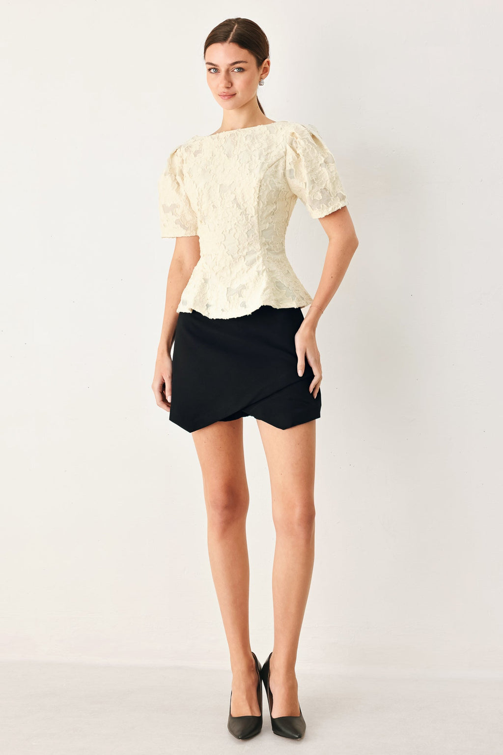 Flying Tomato Pretty Bloom Woven Jacquard Top