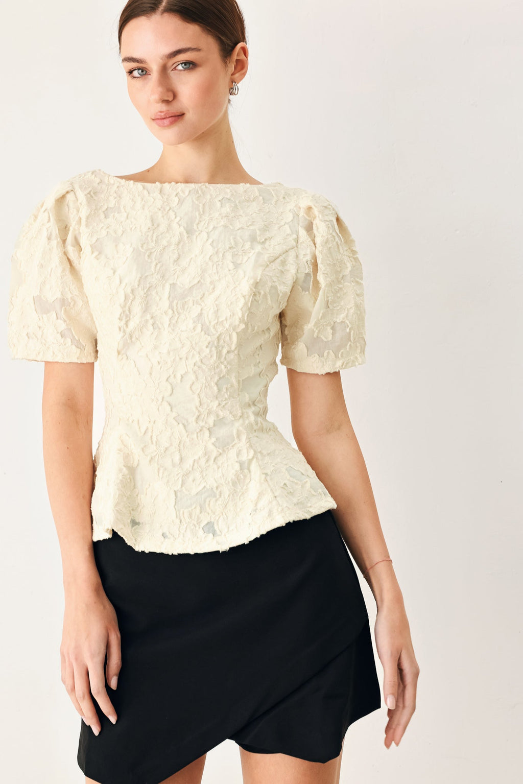 Flying Tomato Pretty Bloom Woven Jacquard Top
