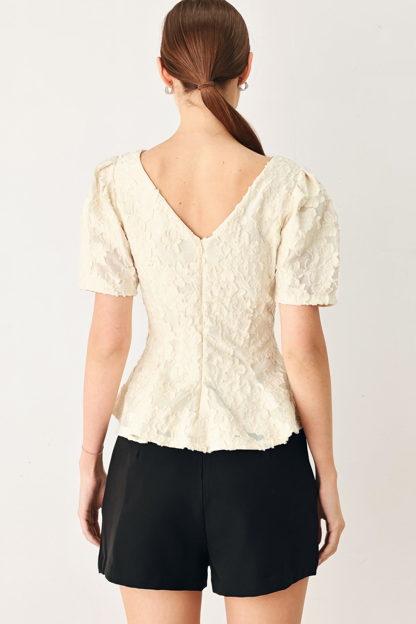 Flying Tomato Pretty Bloom Woven Jacquard Top