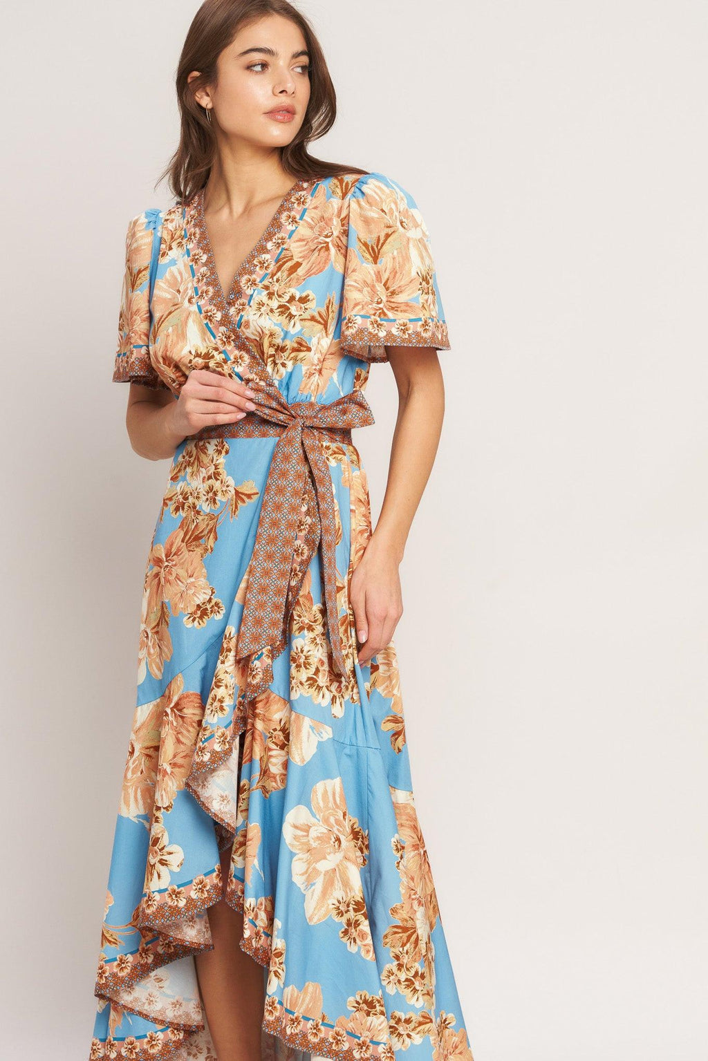 Havana Heat Woven Hi-Lo Midi Dress