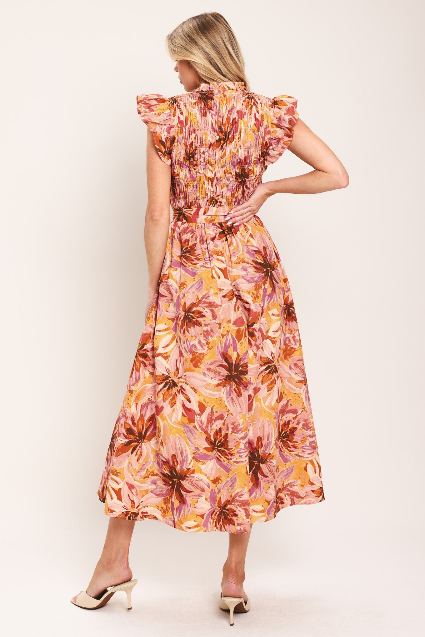 Flying Tomato - Apricot Blossom Woven Midi Dress