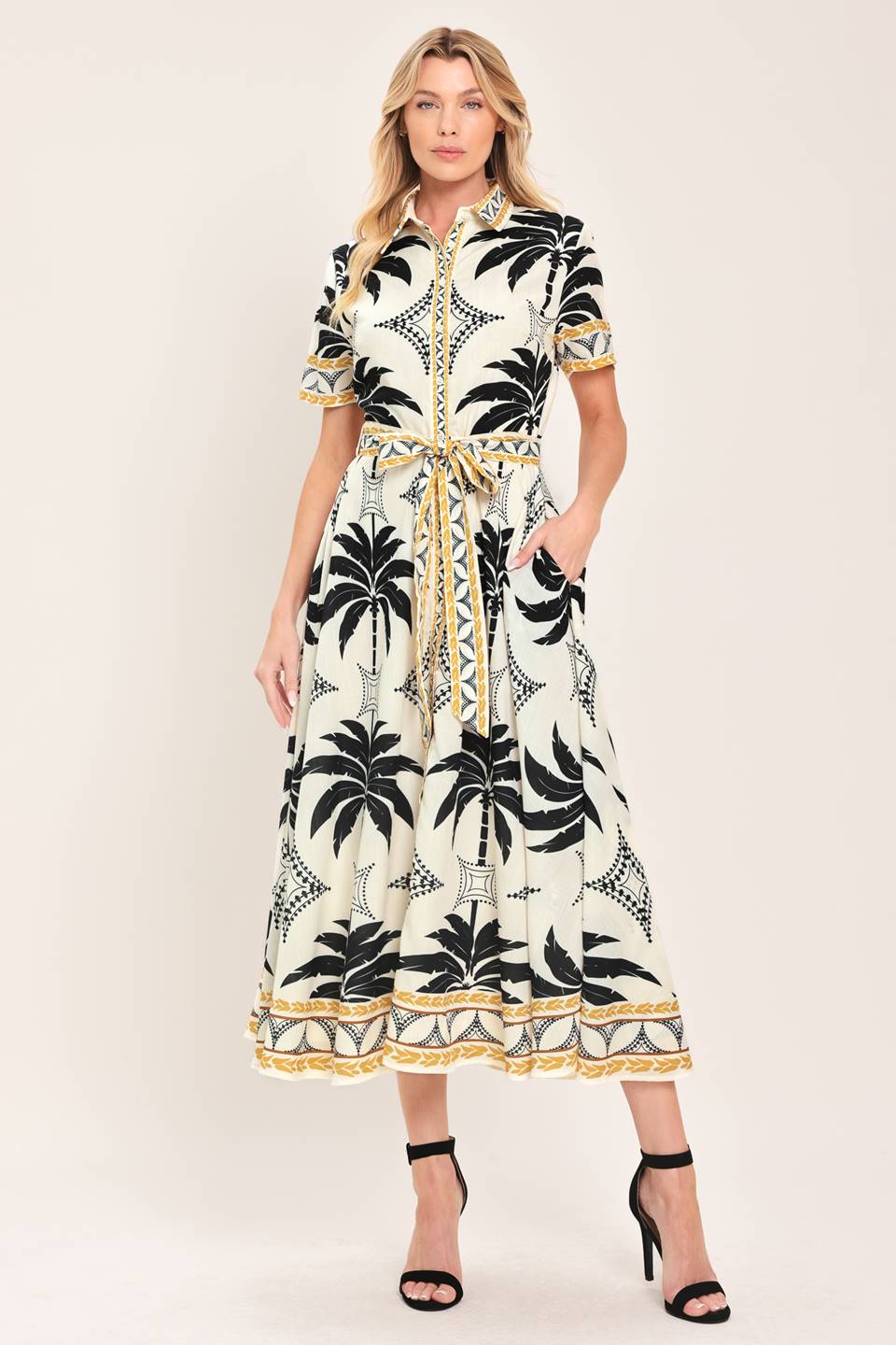 Flying Tomato - Monaco Moonlight Woven Shirt Midi Dress