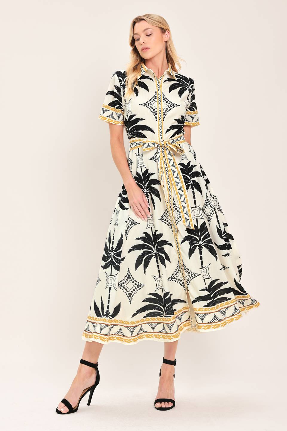 Flying Tomato - Monaco Moonlight Woven Shirt Midi Dress
