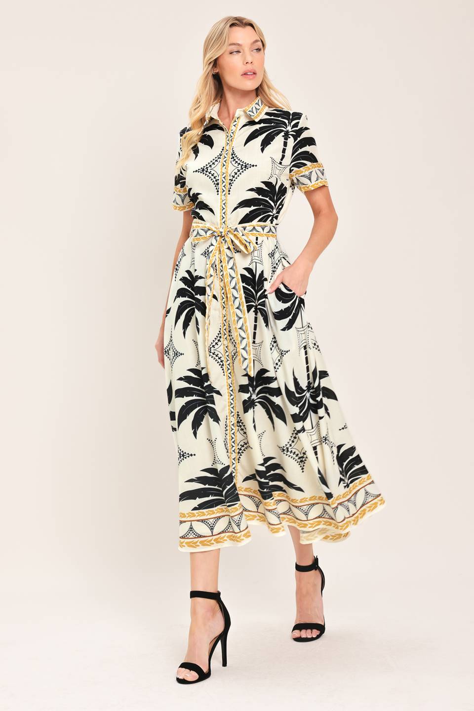 Flying Tomato - Monaco Moonlight Woven Shirt Midi Dress