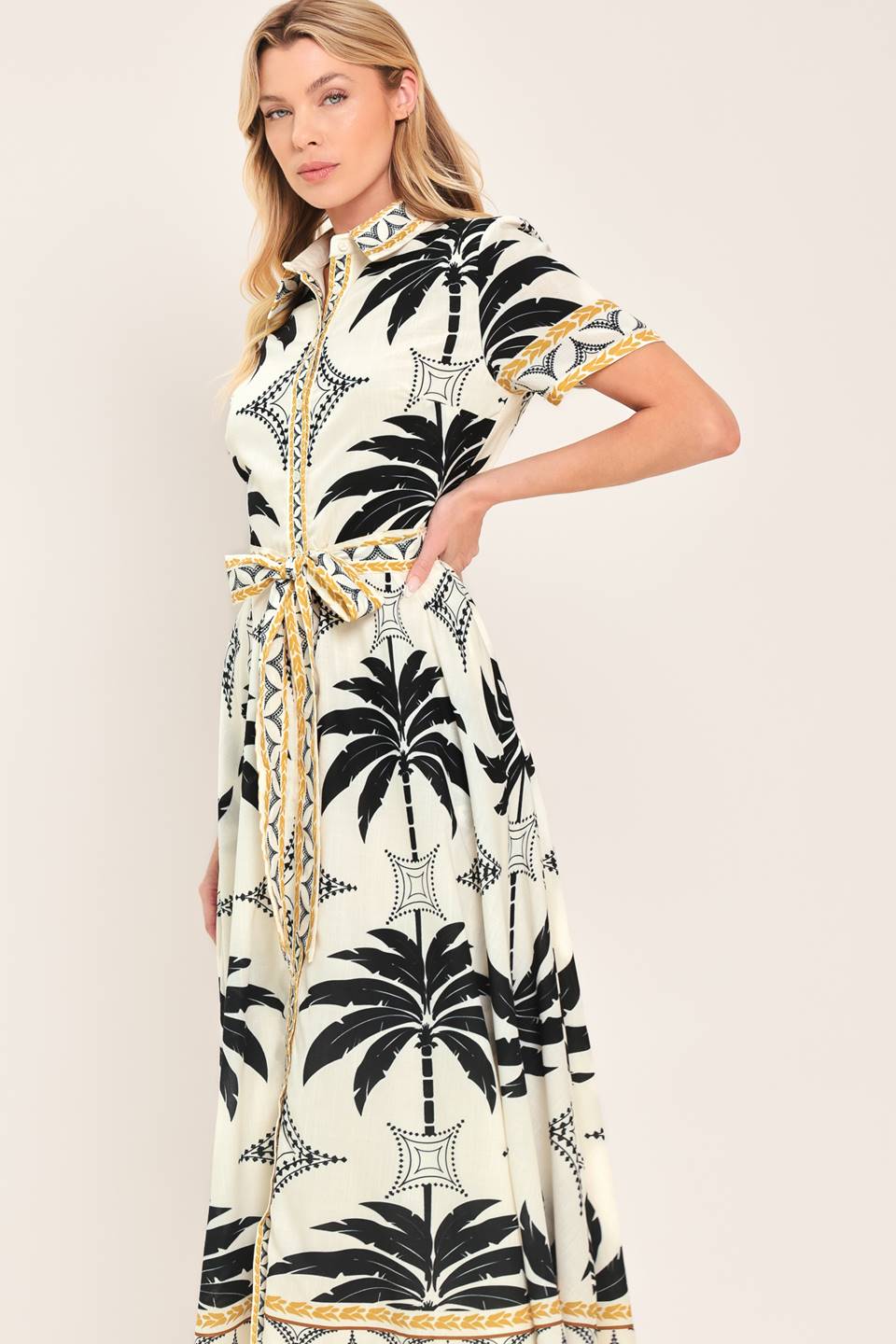 Flying Tomato - Monaco Moonlight Woven Shirt Midi Dress