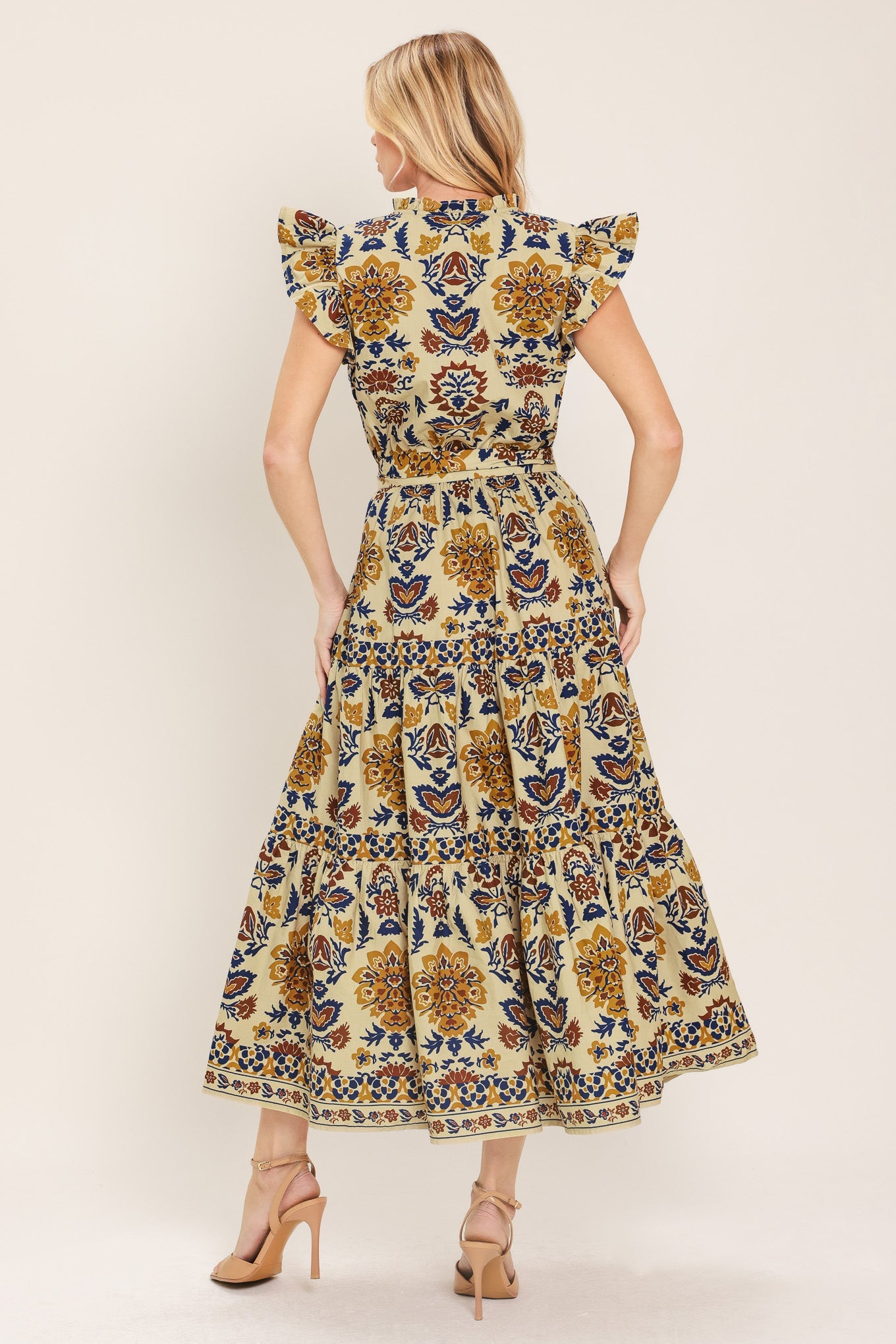 Flying Tomato - Golden Meadow Woven Midi Dress
