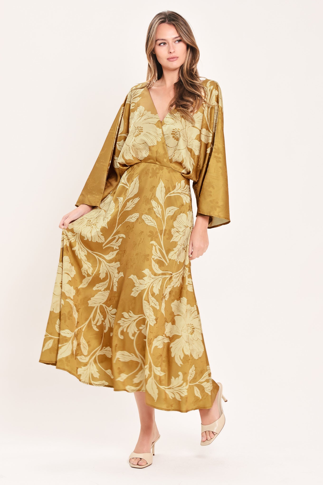 Flying Tomato Butterscotch Blossom Woven Midi Dress