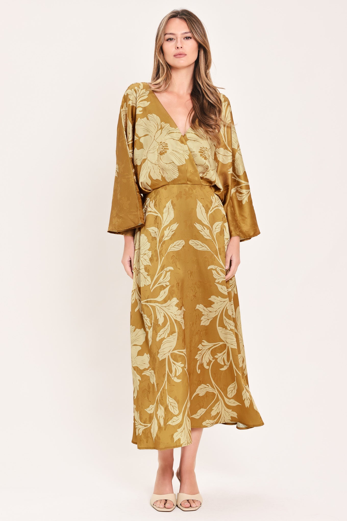 Flying Tomato Butterscotch Blossom Woven Midi Dress
