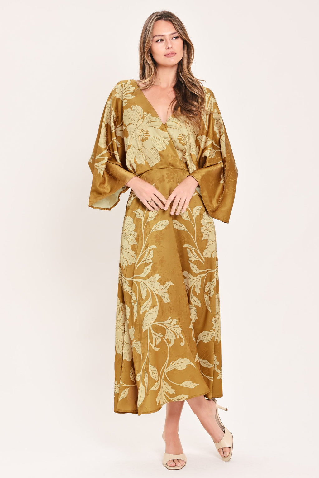 Flying Tomato Butterscotch Blossom Woven Midi Dress