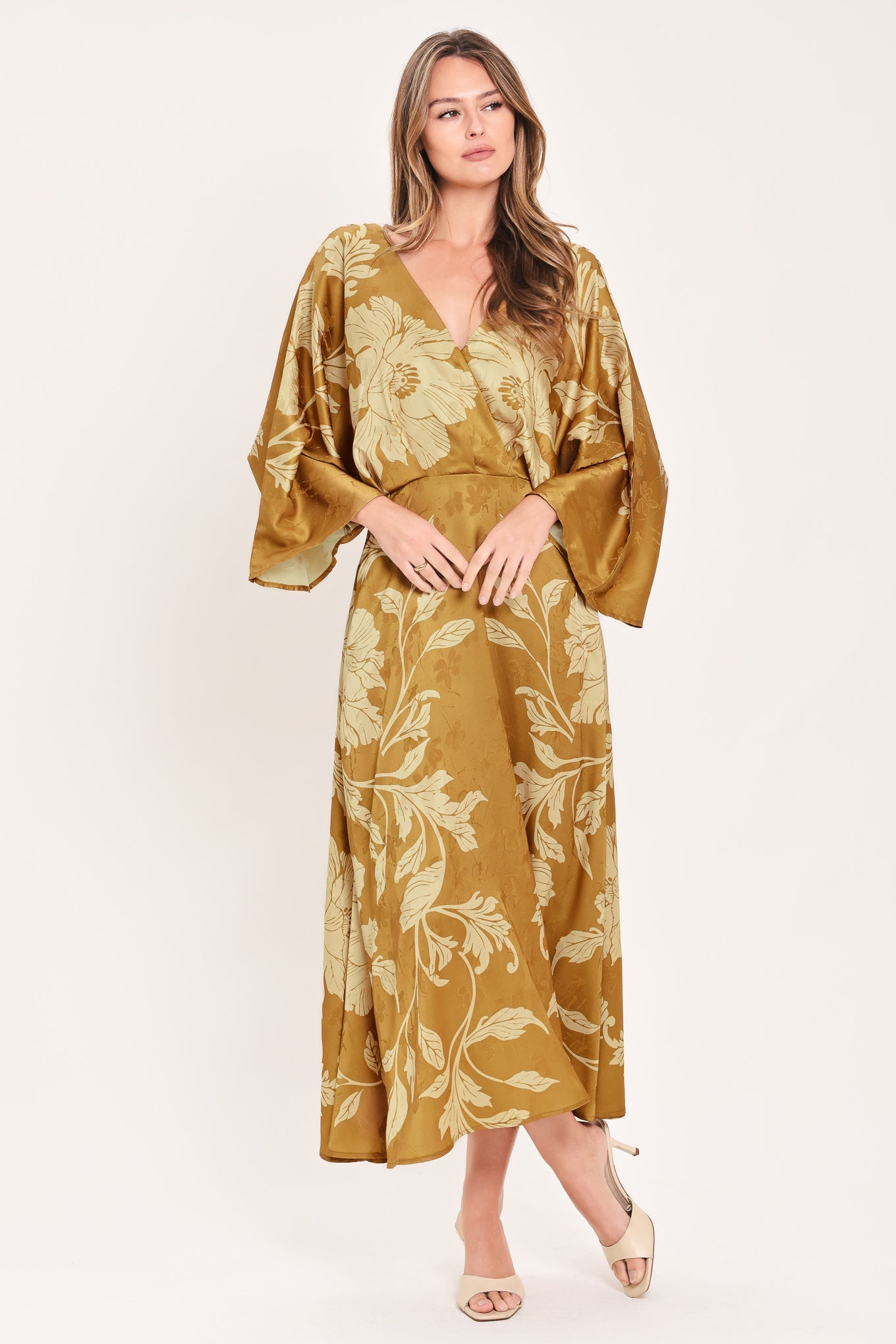 Flying Tomato Butterscotch Blossom Woven Midi Dress