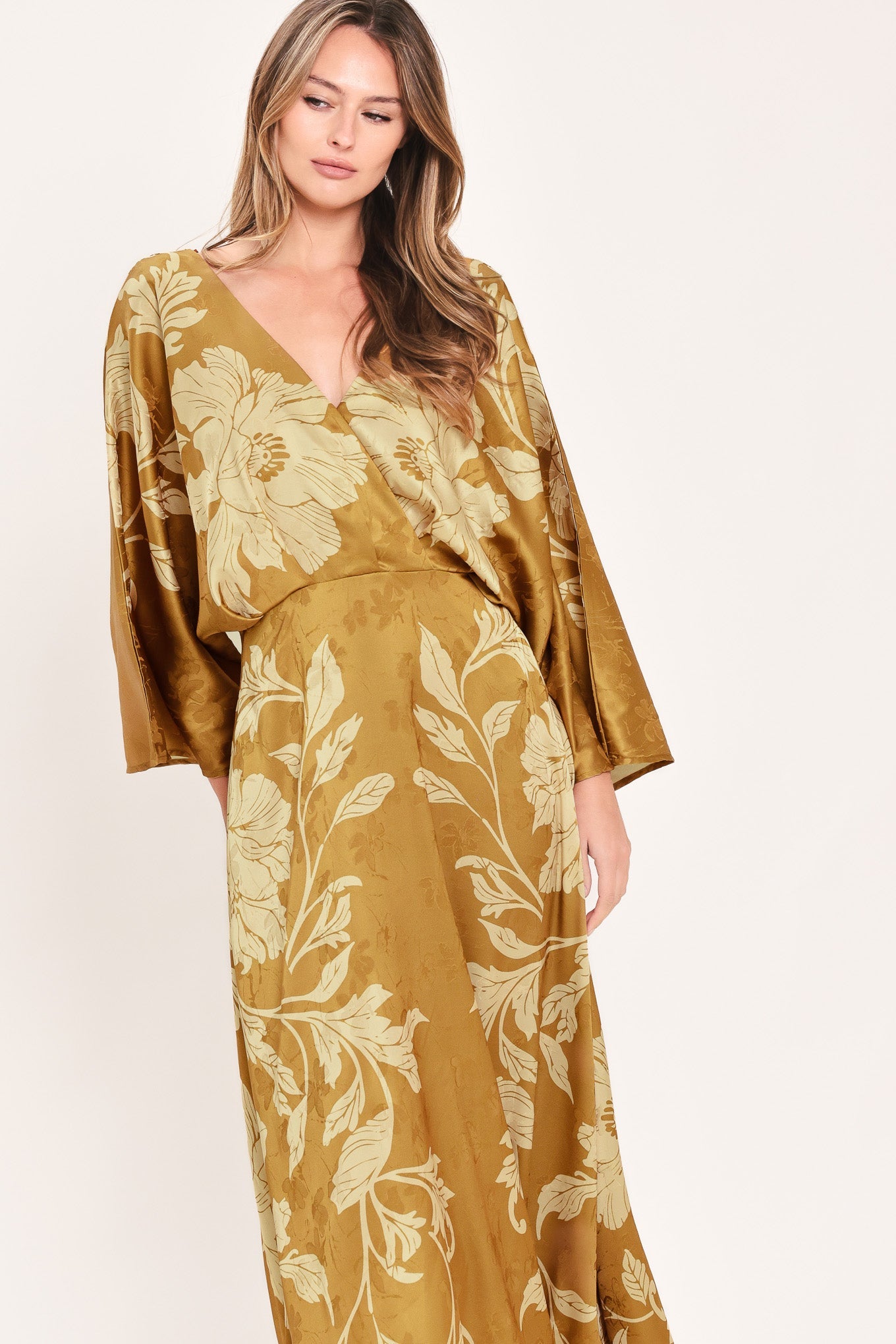 Flying Tomato Butterscotch Blossom Woven Midi Dress