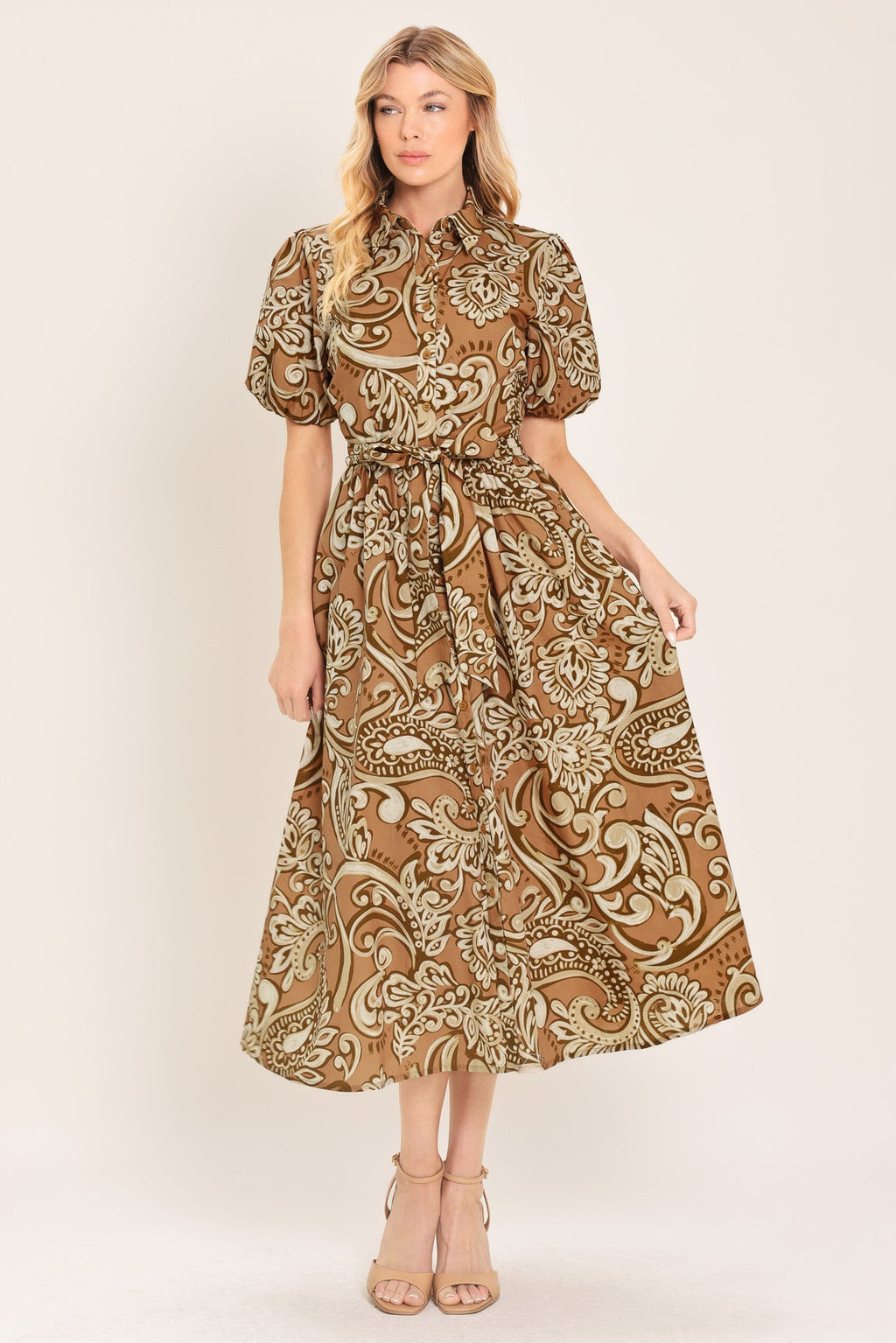 Flying Tomato - Vintage Paisley Woven Midi Dress