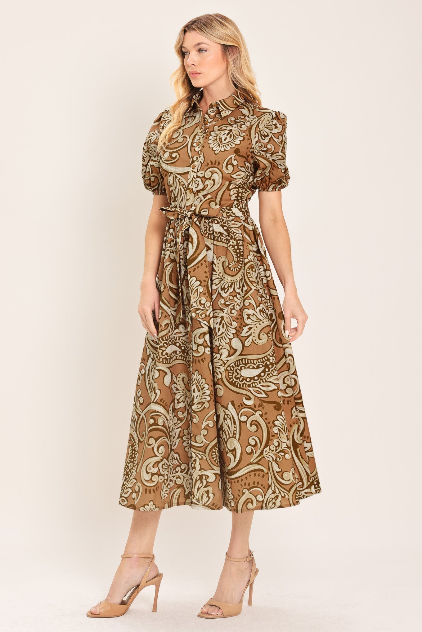 Flying Tomato - Vintage Paisley Woven Midi Dress