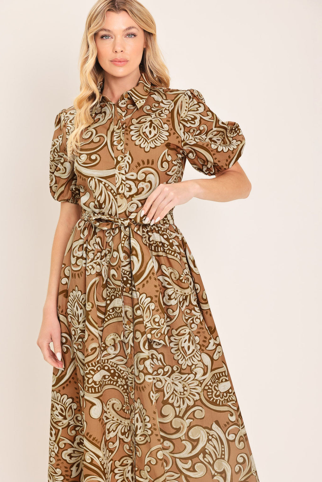 Flying Tomato - Vintage Paisley Woven Midi Dress