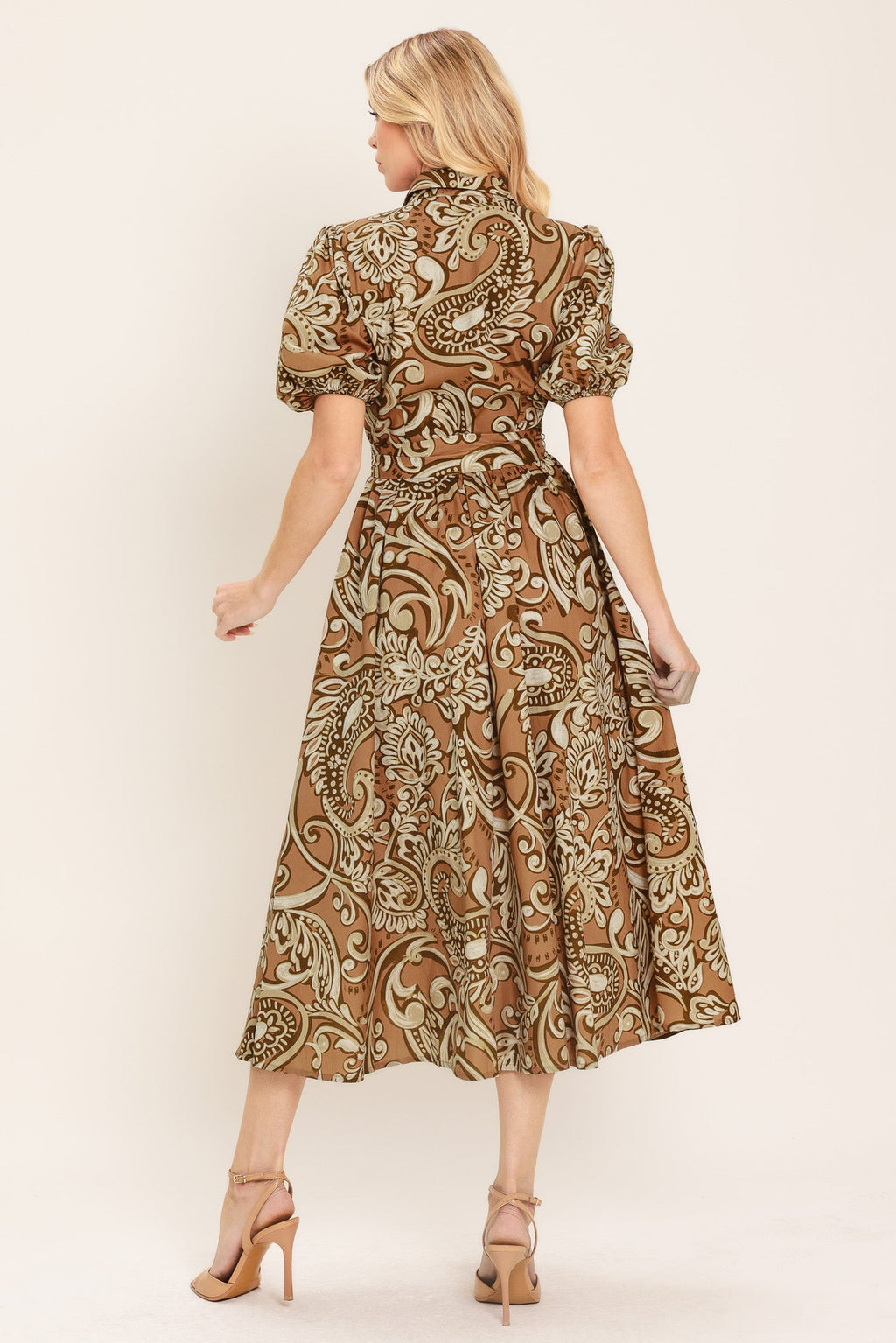 Flying Tomato - Vintage Paisley Woven Midi Dress