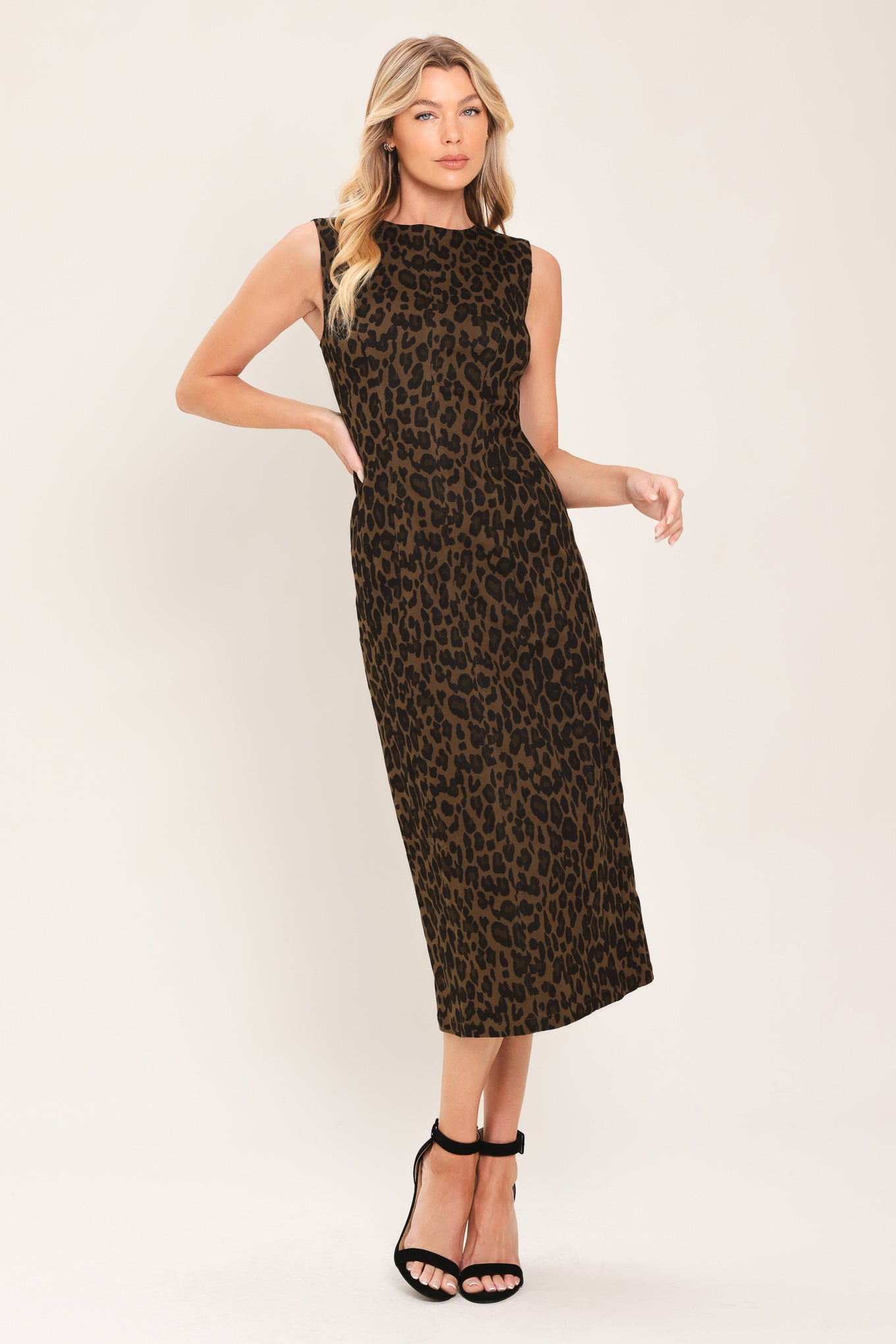 Flying Tomato Leopard Icon Twill Midi Dress