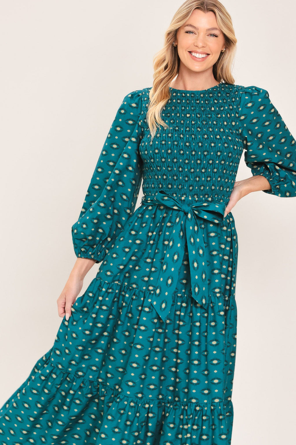 Flying Tomato Ocean Dot Ruffle Woven Midi Dress