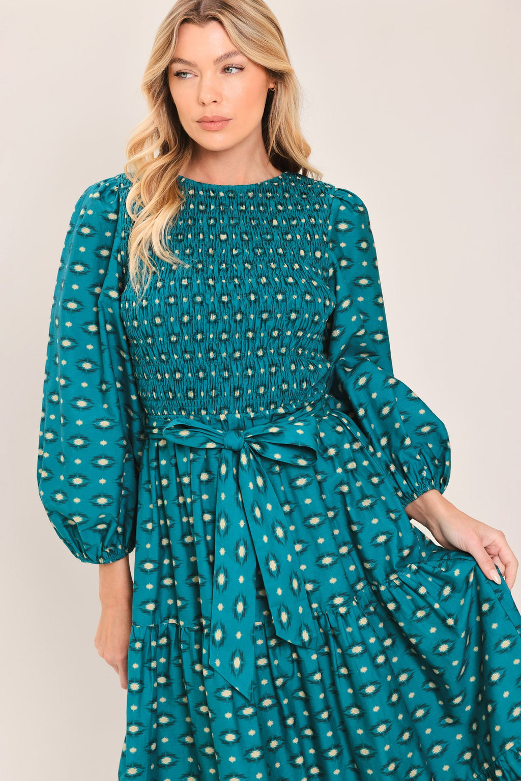 Flying Tomato Ocean Dot Ruffle Woven Midi Dress