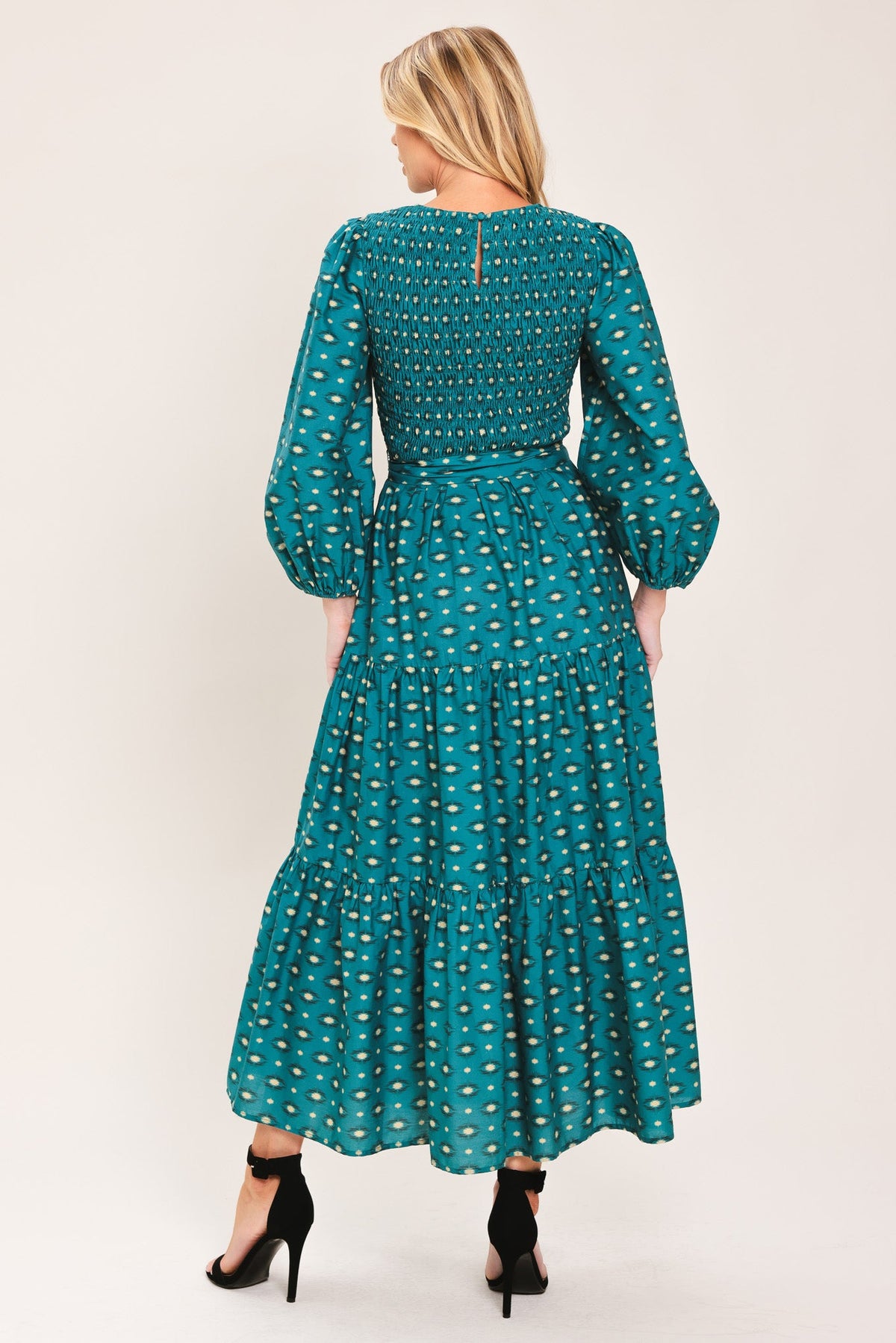 Flying Tomato Ocean Dot Ruffle Woven Midi Dress