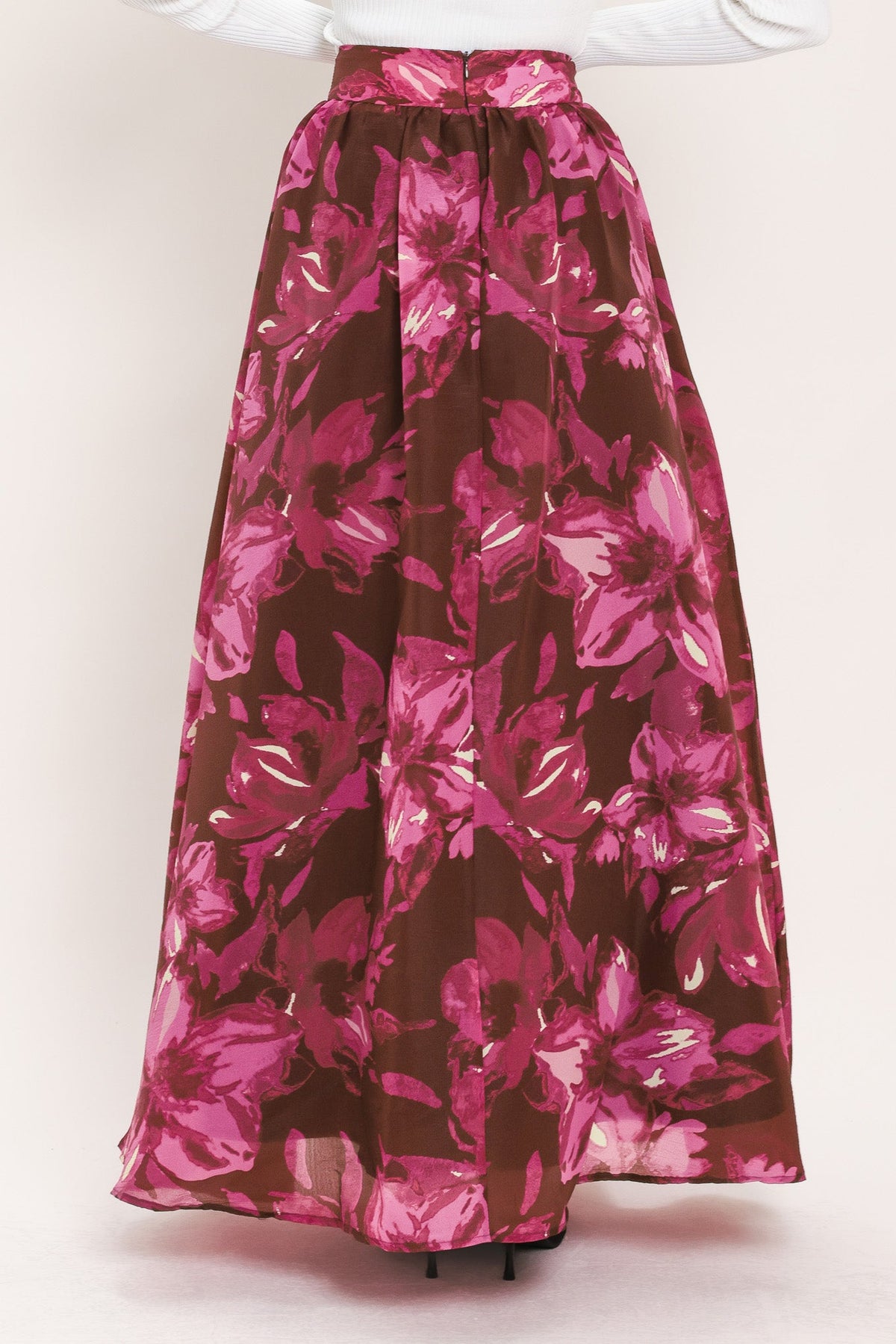 Flying Tomato Magenta Bloom Burgundy Floral Maxi Skirt