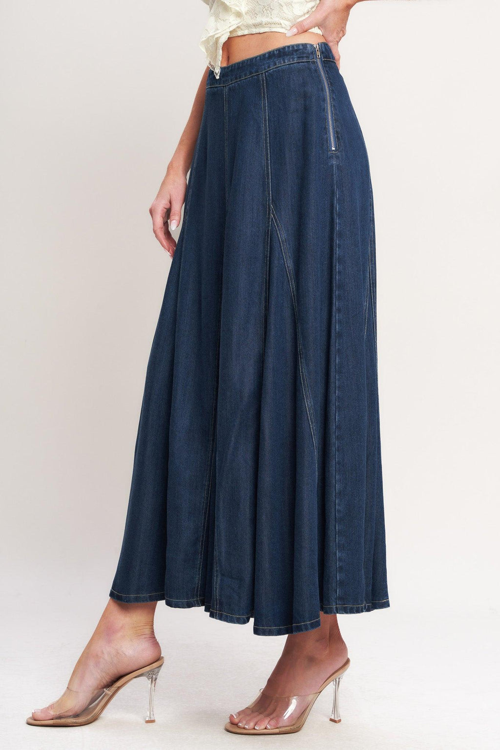 Flying Tomato - Denim Balance Woven Circle Skirt