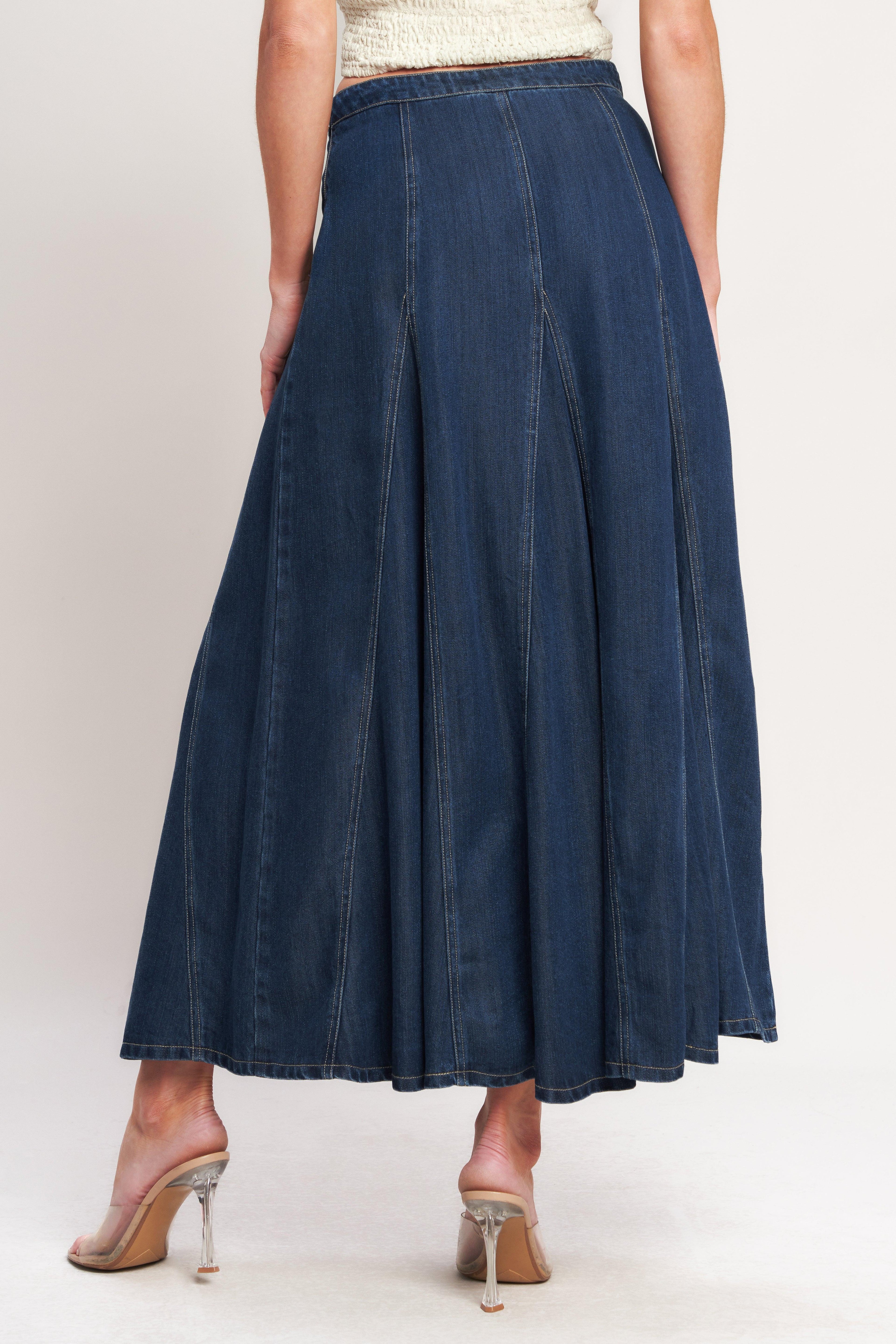 Flying Tomato - Denim Balance Woven Circle Skirt