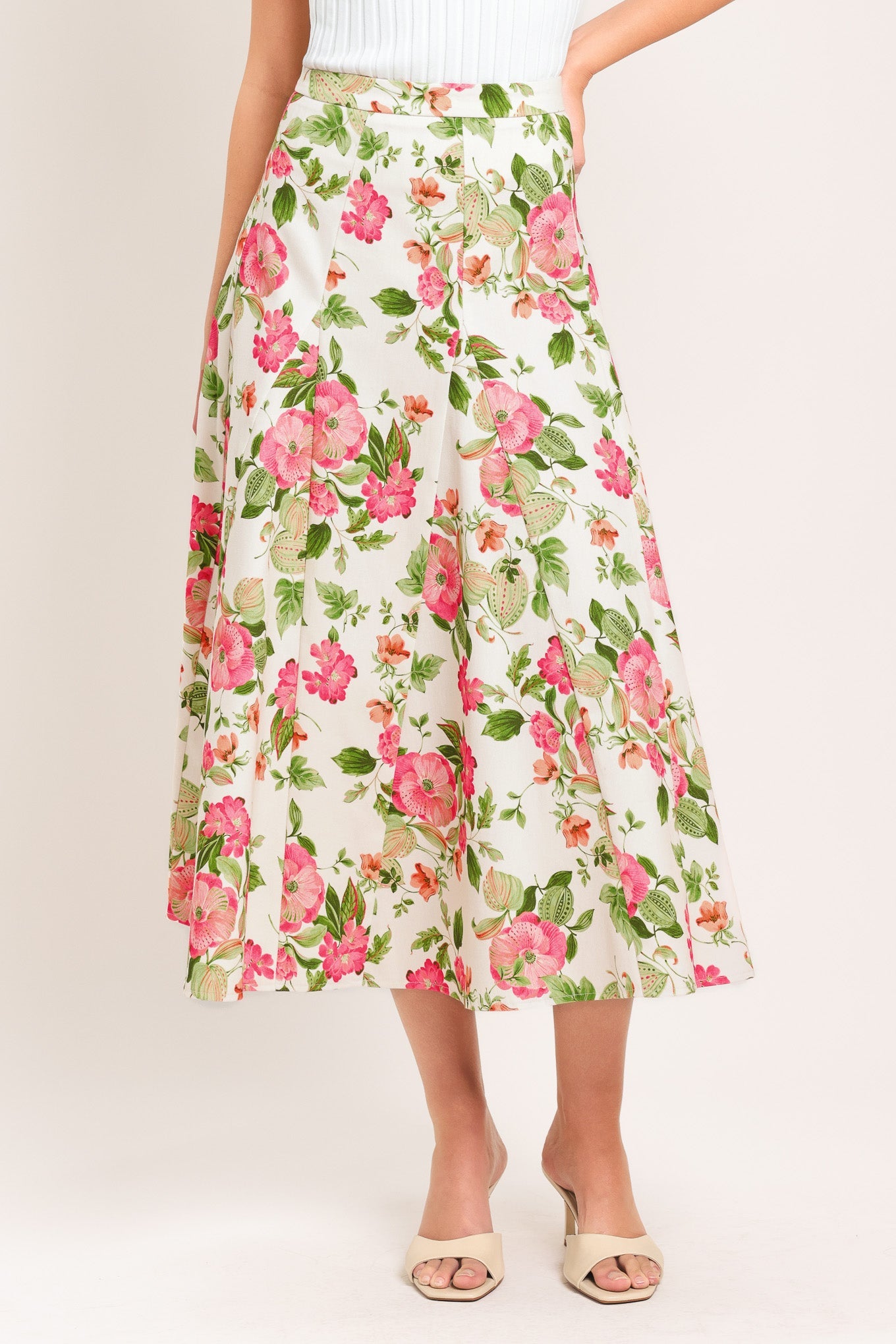 Rose Petal Woven Midi Skirt
