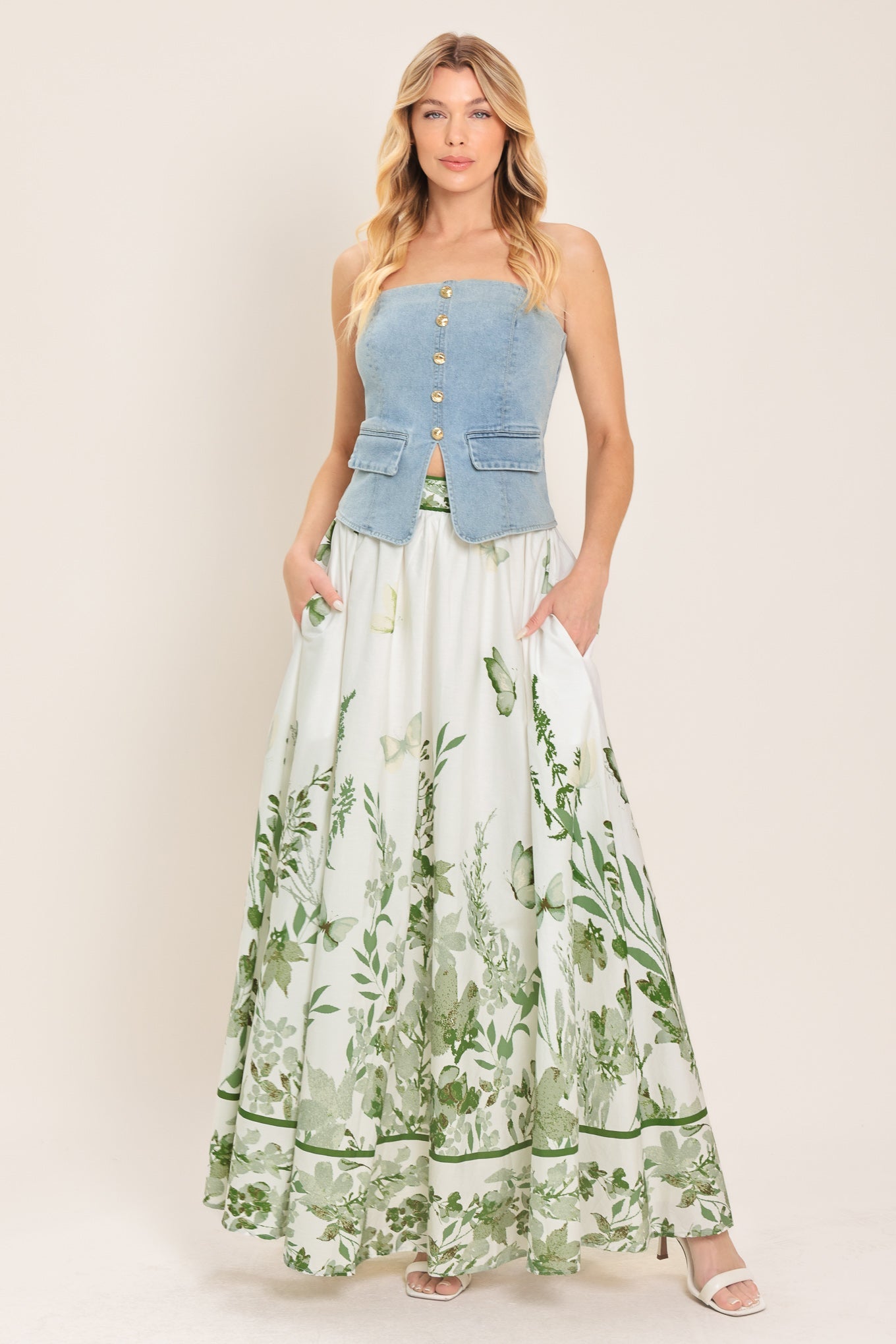 Flying Tomato Greenhouse Romance Woven Maxi Skirt