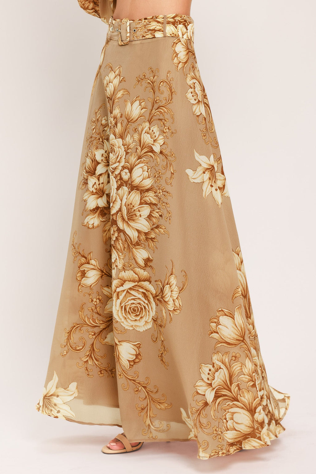 Flying Tomato Moonlit Garden Belted Floral Maxi Skirt