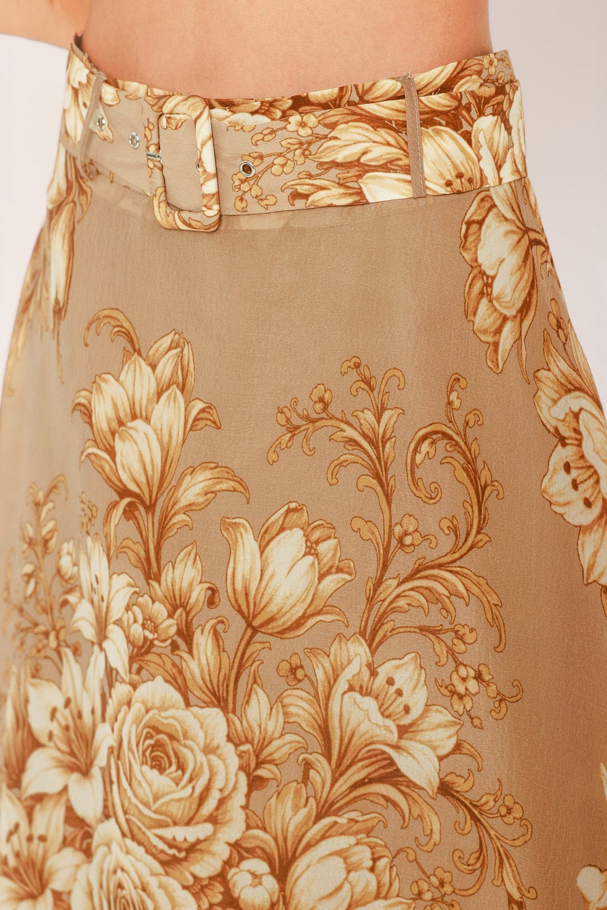 Flying Tomato Moonlit Garden Belted Floral Maxi Skirt