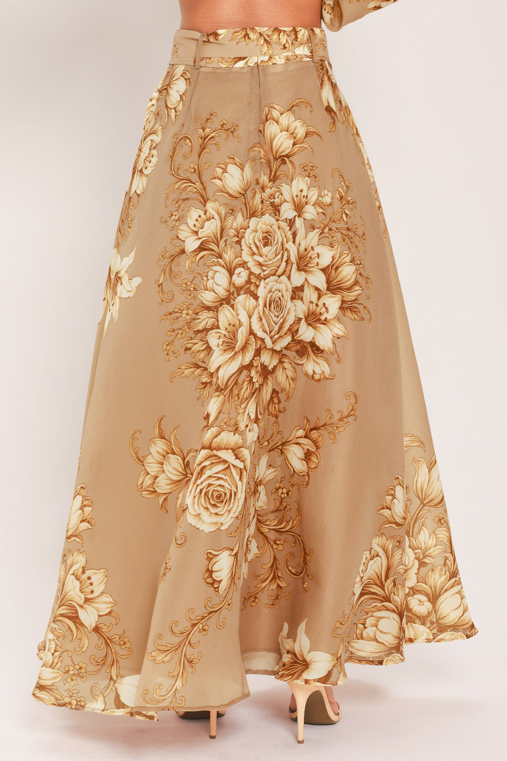 Flying Tomato Moonlit Garden Belted Floral Maxi Skirt
