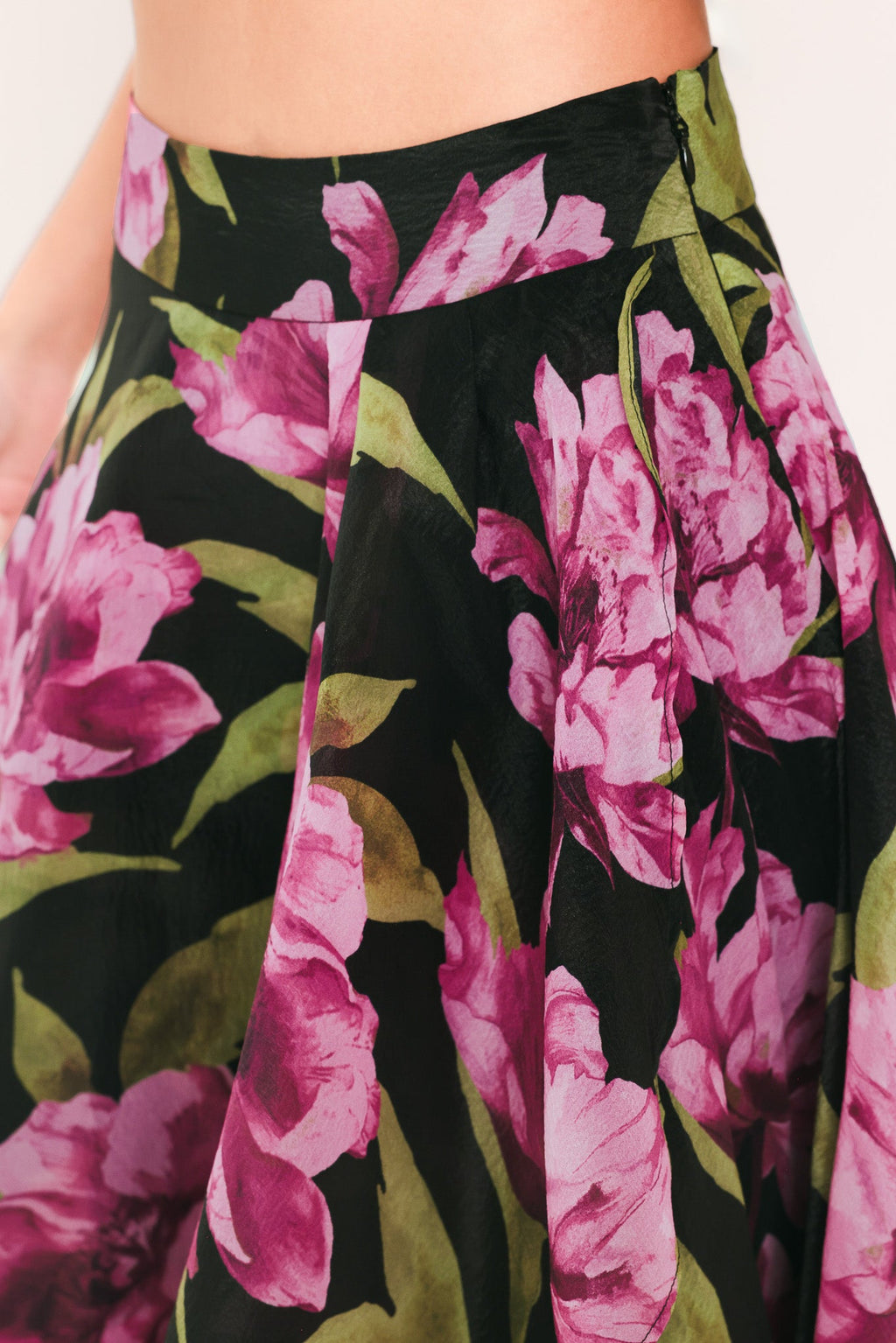 Flying Tomato Noir Garden Black Floral Maxi Skirt