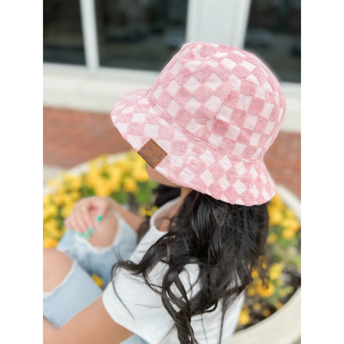Checkered Pattern Terry Cloth C.C Bucket Hat