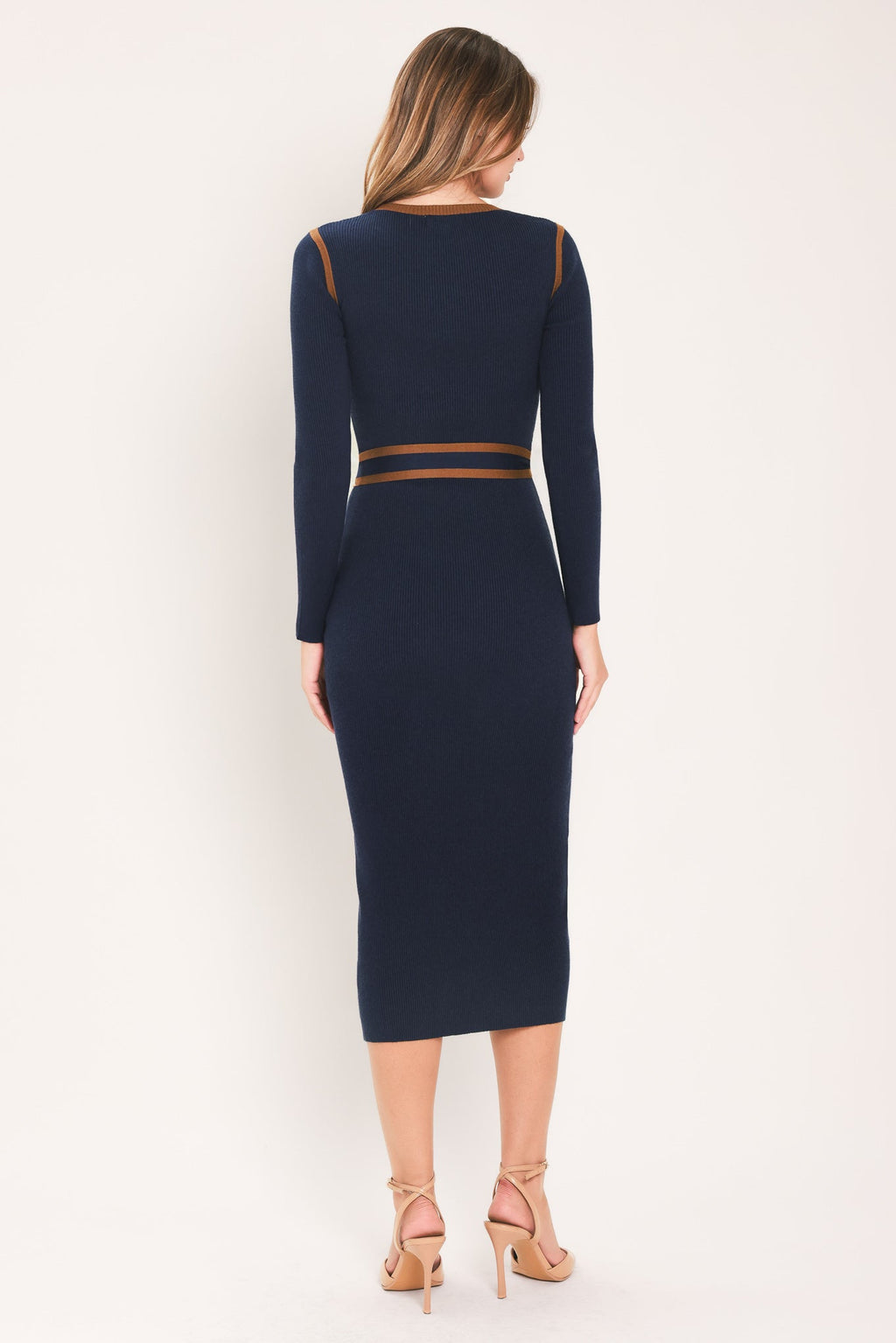 Flying Tomato Cozy by Design Navy Belted Sweater Midi Dress