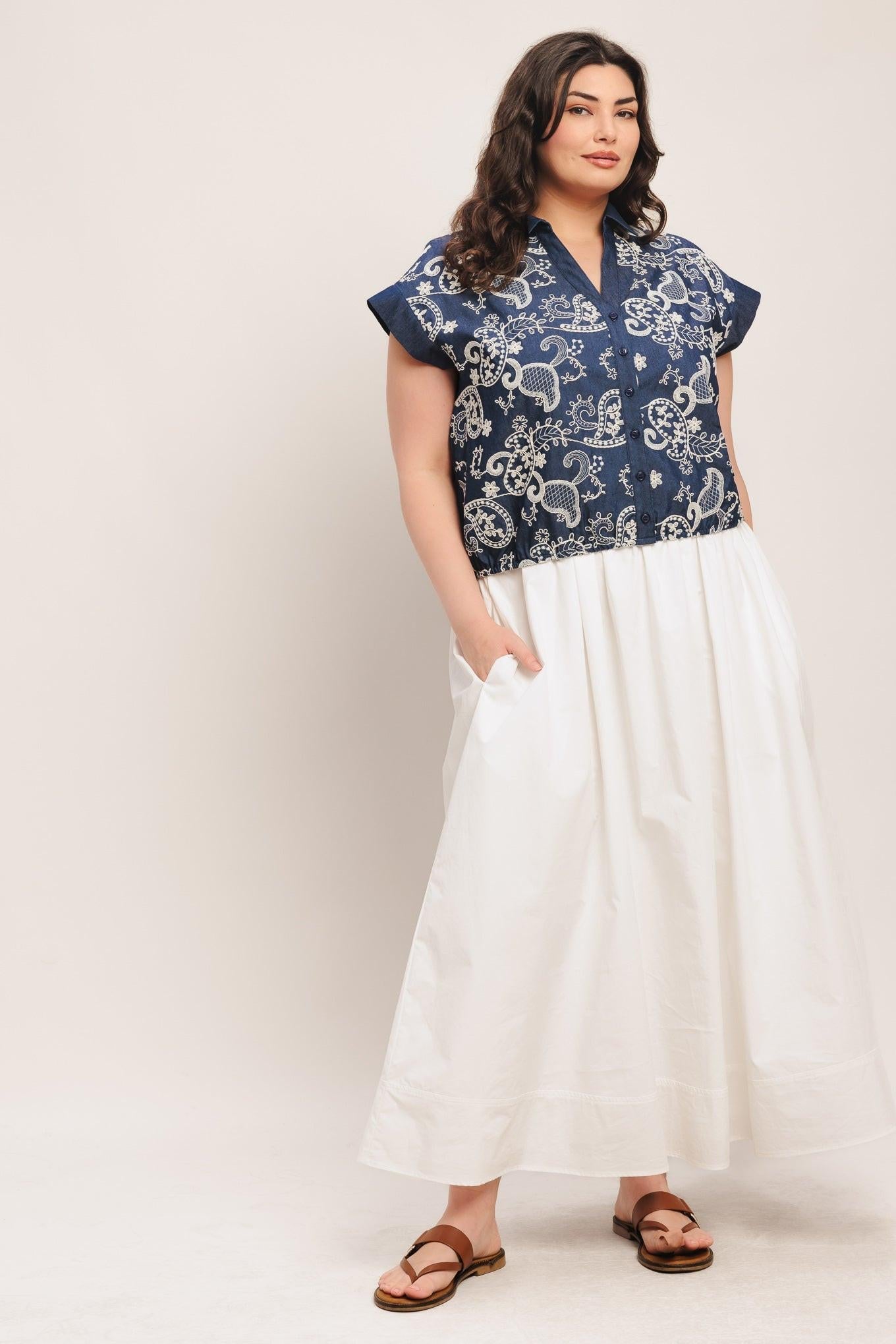 Flying Tomato - Handcrafted Feel Embroidery Top