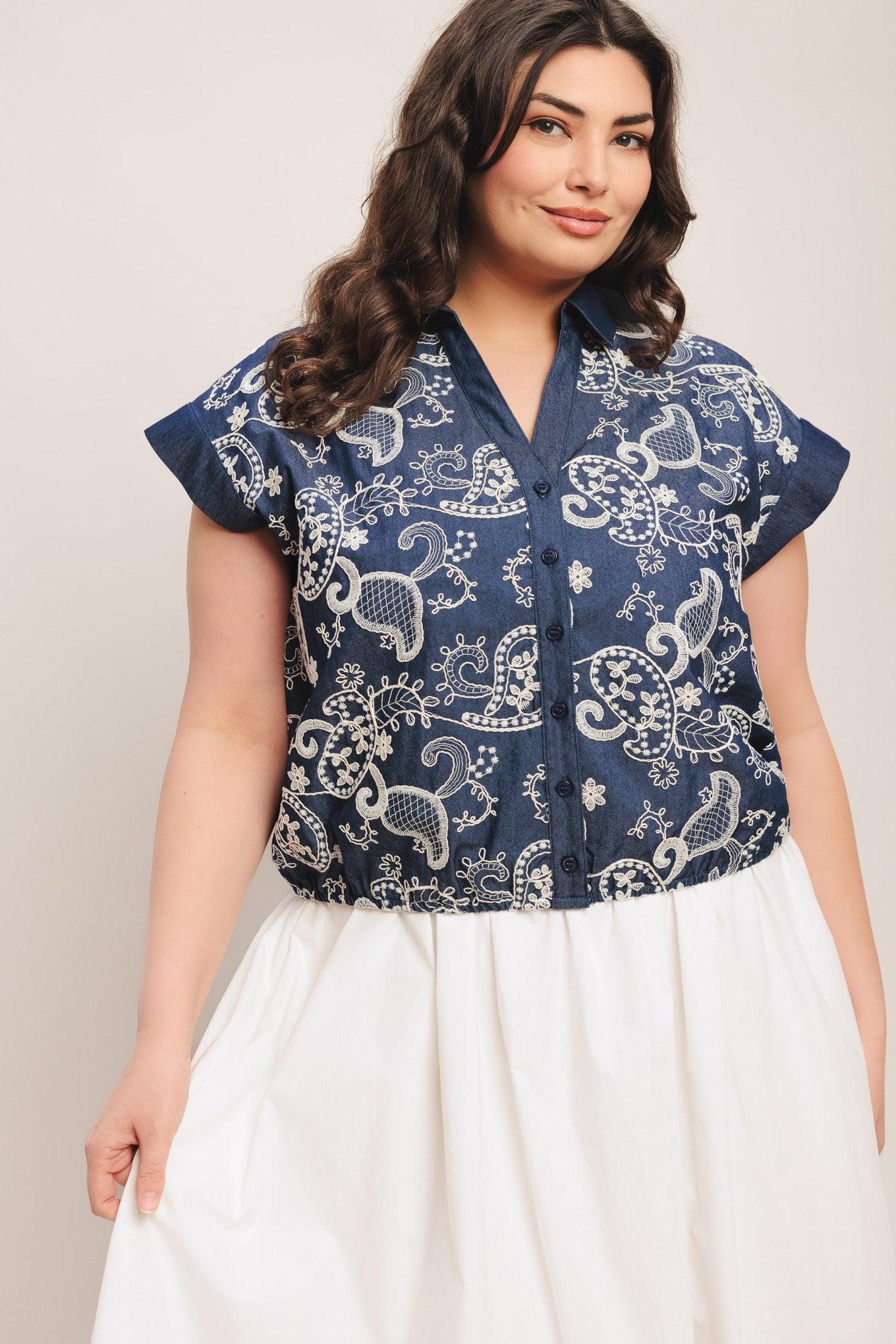 Flying Tomato - Handcrafted Feel Embroidery Top